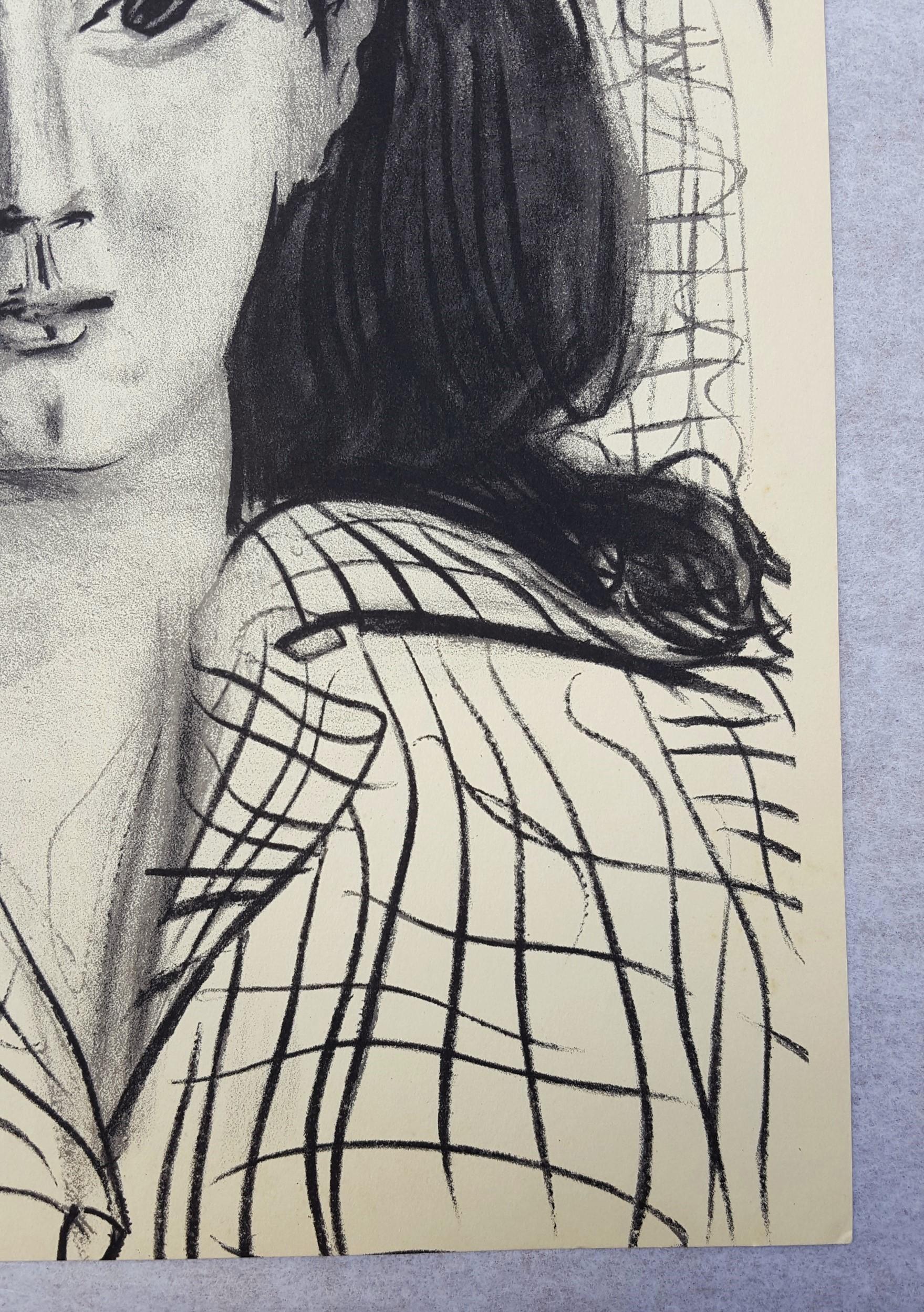 Jacqueline - Beige Portrait Print by (after) Pablo Picasso