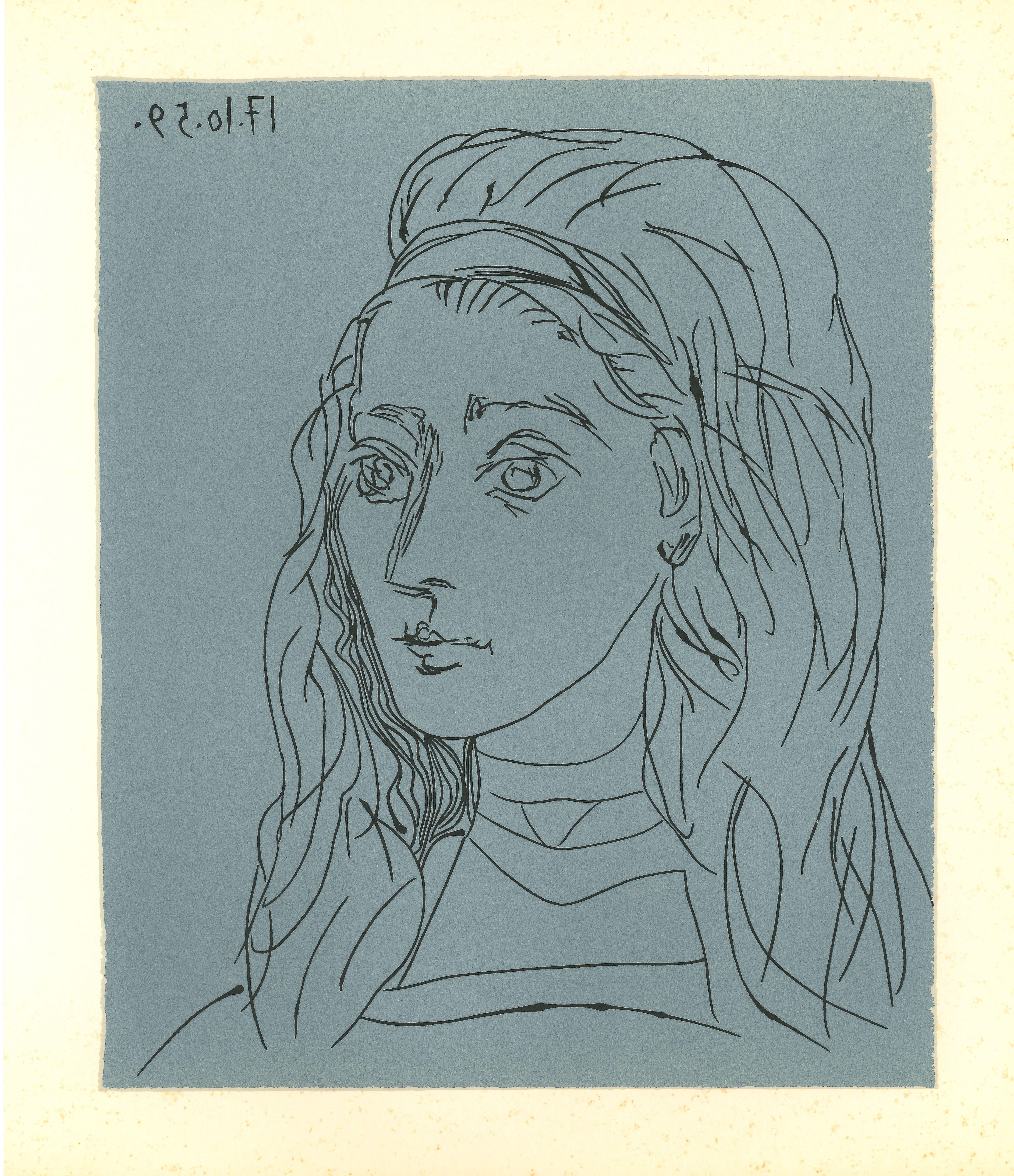 Jacqueline – Linocut-Reproduktion nach Pablo Picasso – 1962 (Kubismus), Print, von (after) Pablo Picasso
