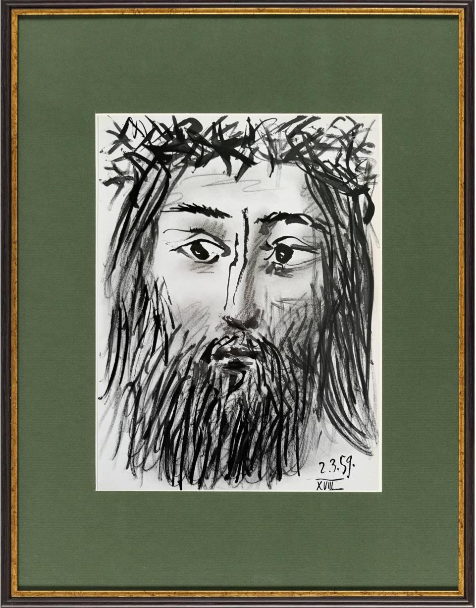 Print de (after) Pablo Picasso - Jesús, litografía, moderna, 1961, enmarcada, en excelente estado