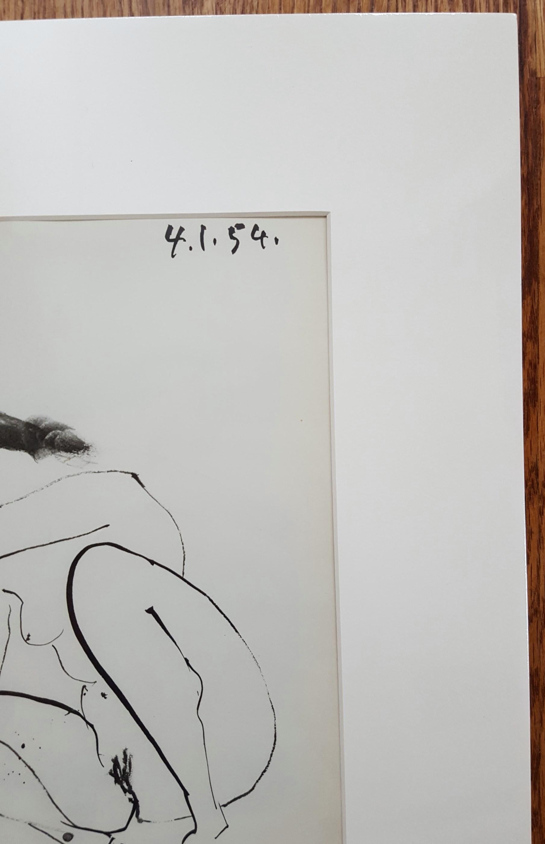 An original heliogravure on smooth wove paper after a drawing by Spanish artist Pablo Picasso (1881-1973) titled 