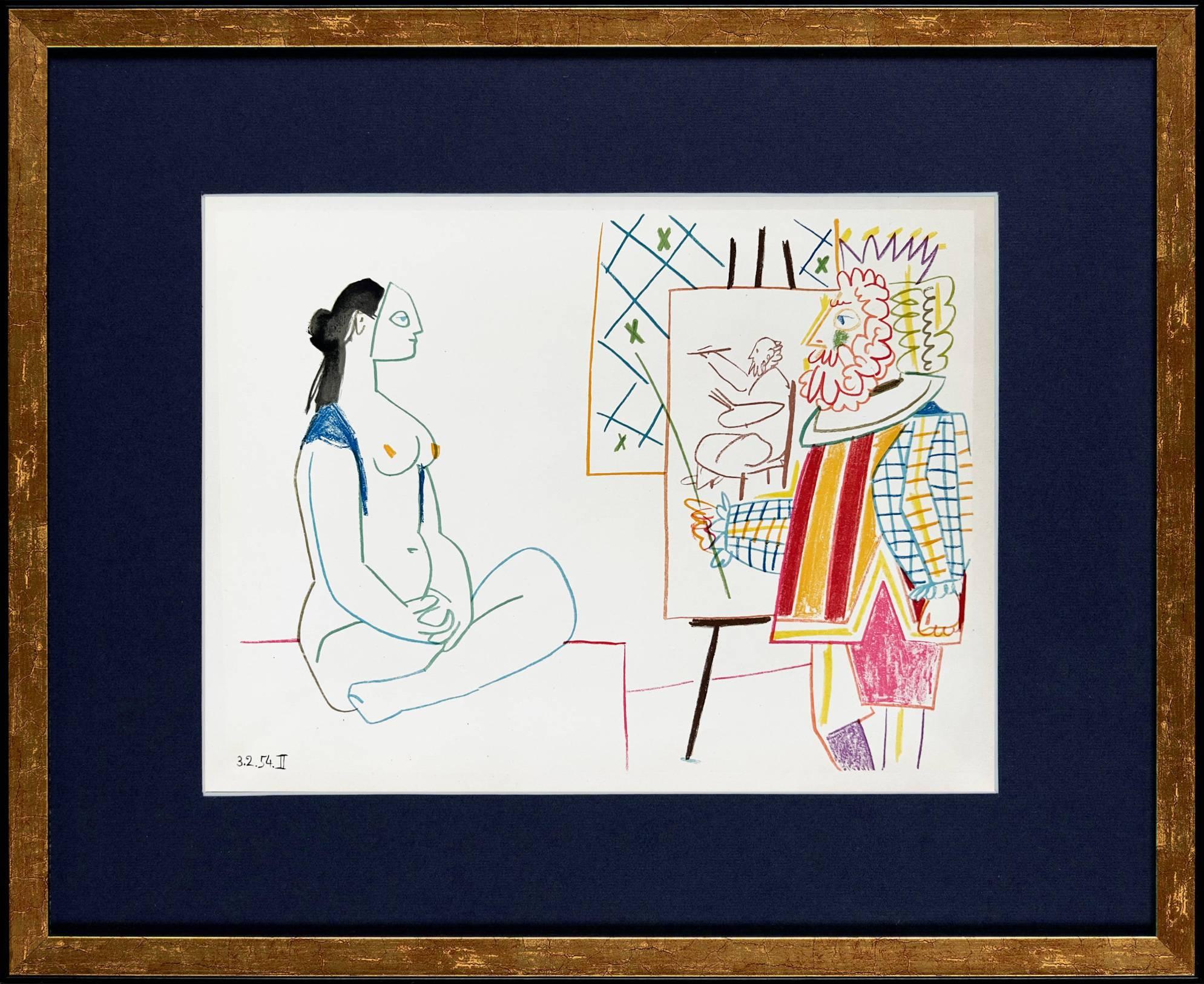 (after) Pablo Picasso Print - La Comédie Humaine, Lithograph, Modern, 1954, Framed, Excellent