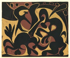 La Pique en Noir et Beige - Original Linocut After Pablo Picasso - 1962