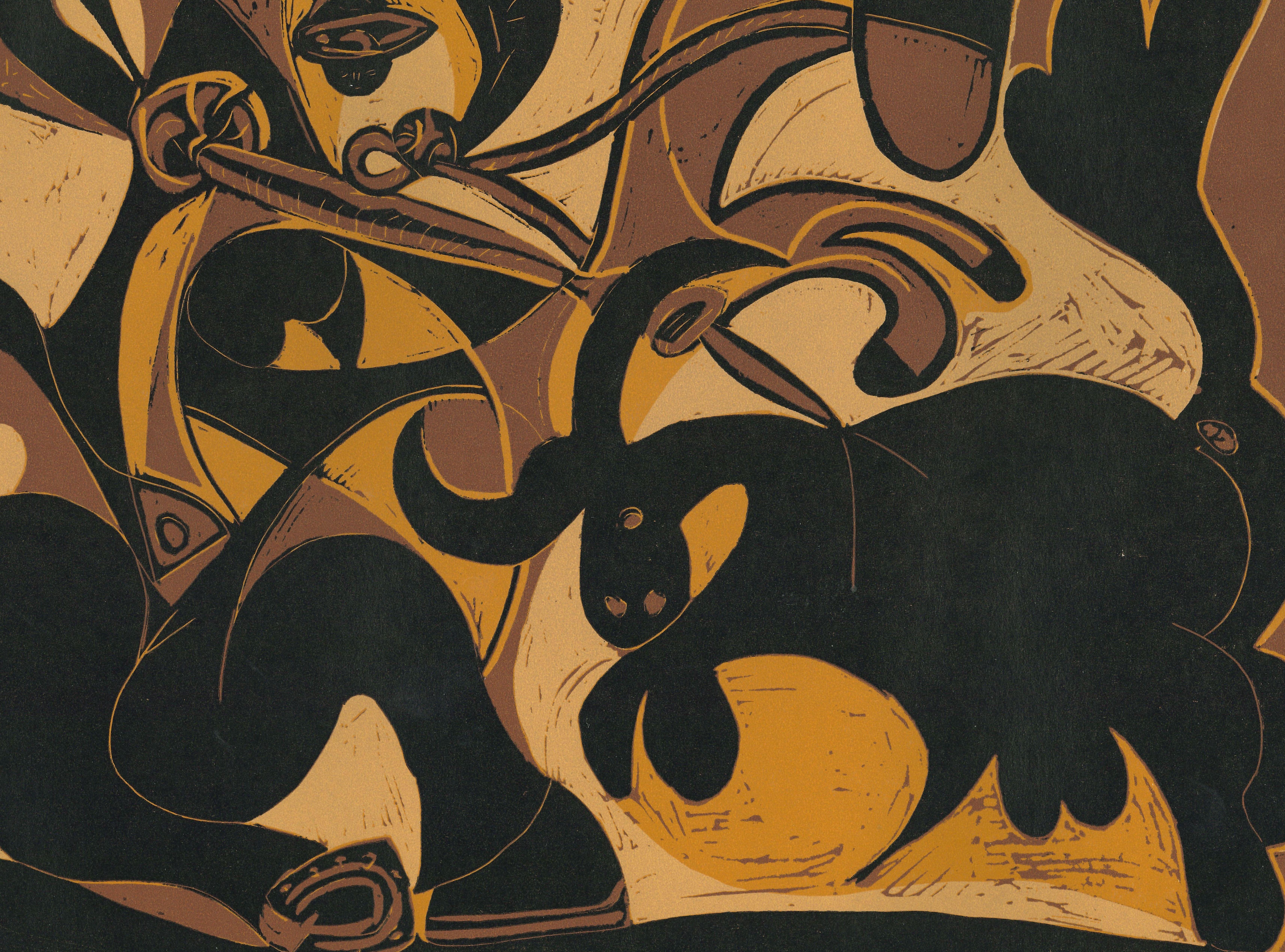 La Pique – Linocut nach Pablo Picasso – 1962 (Kubismus), Print, von (after) Pablo Picasso