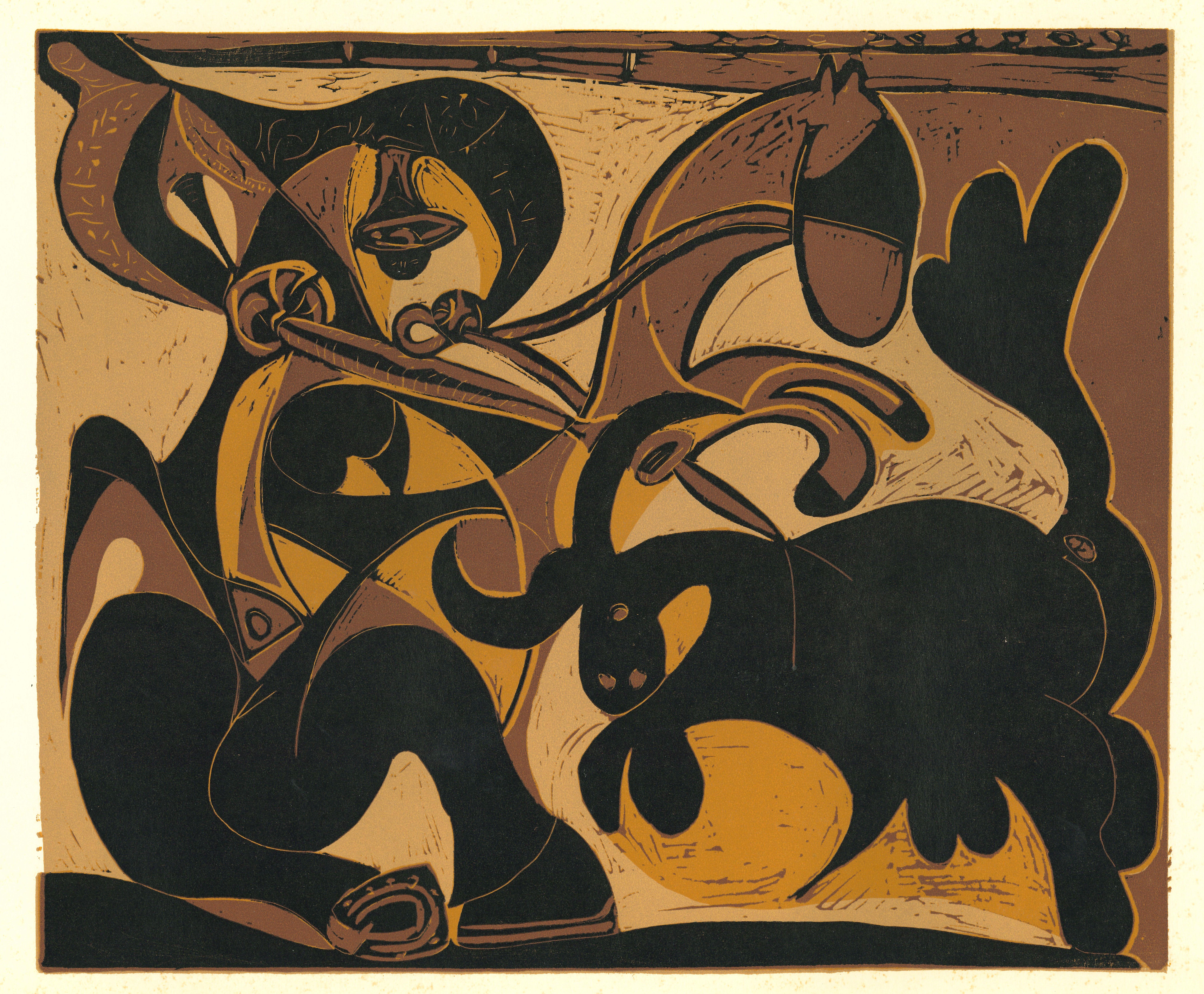 (after) Pablo Picasso Figurative Print – La Pique – Linocut nach Pablo Picasso – 1962