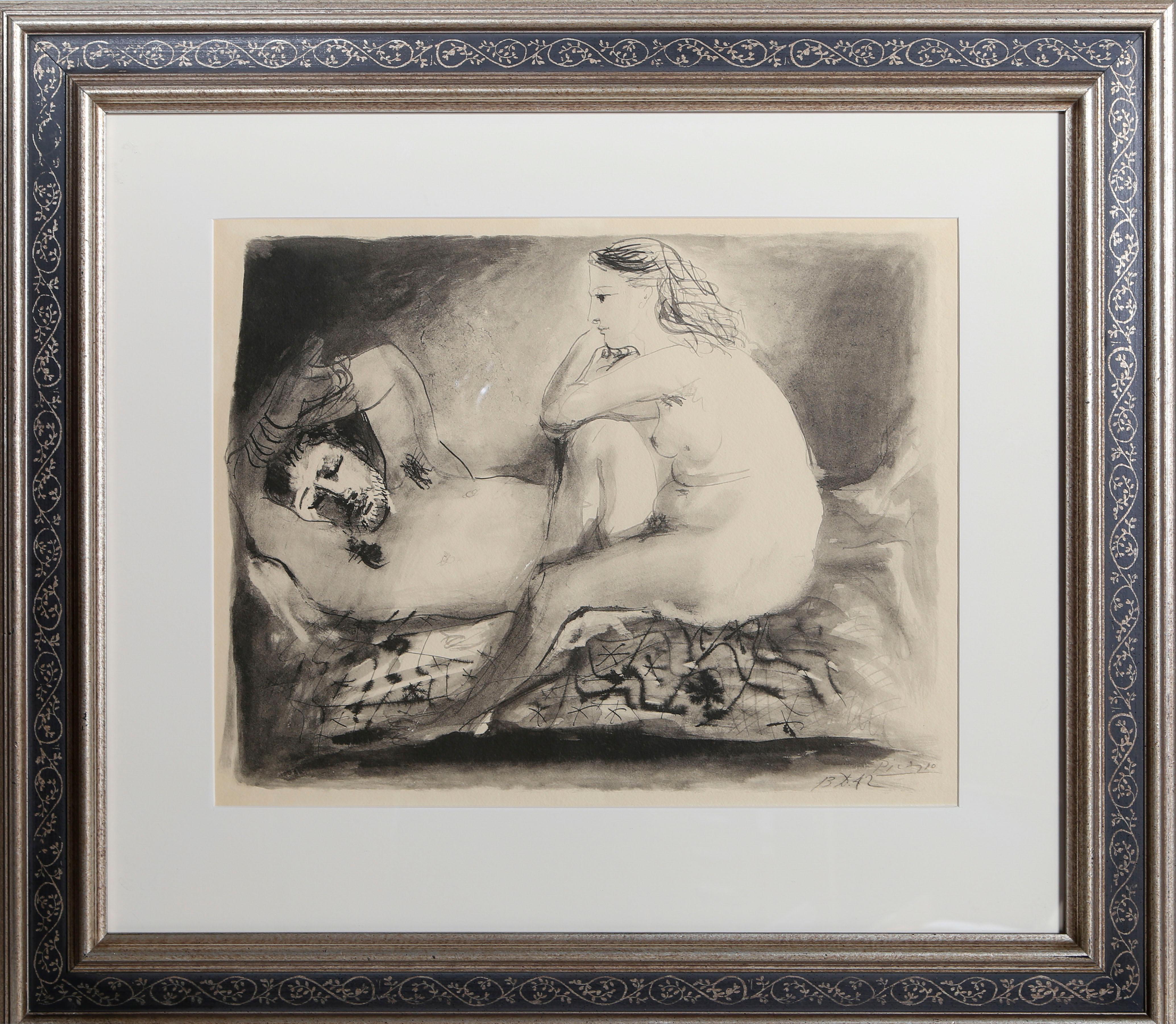 Le Dormeur, Collotype encadré et Pochoir de Pablo Picasso
