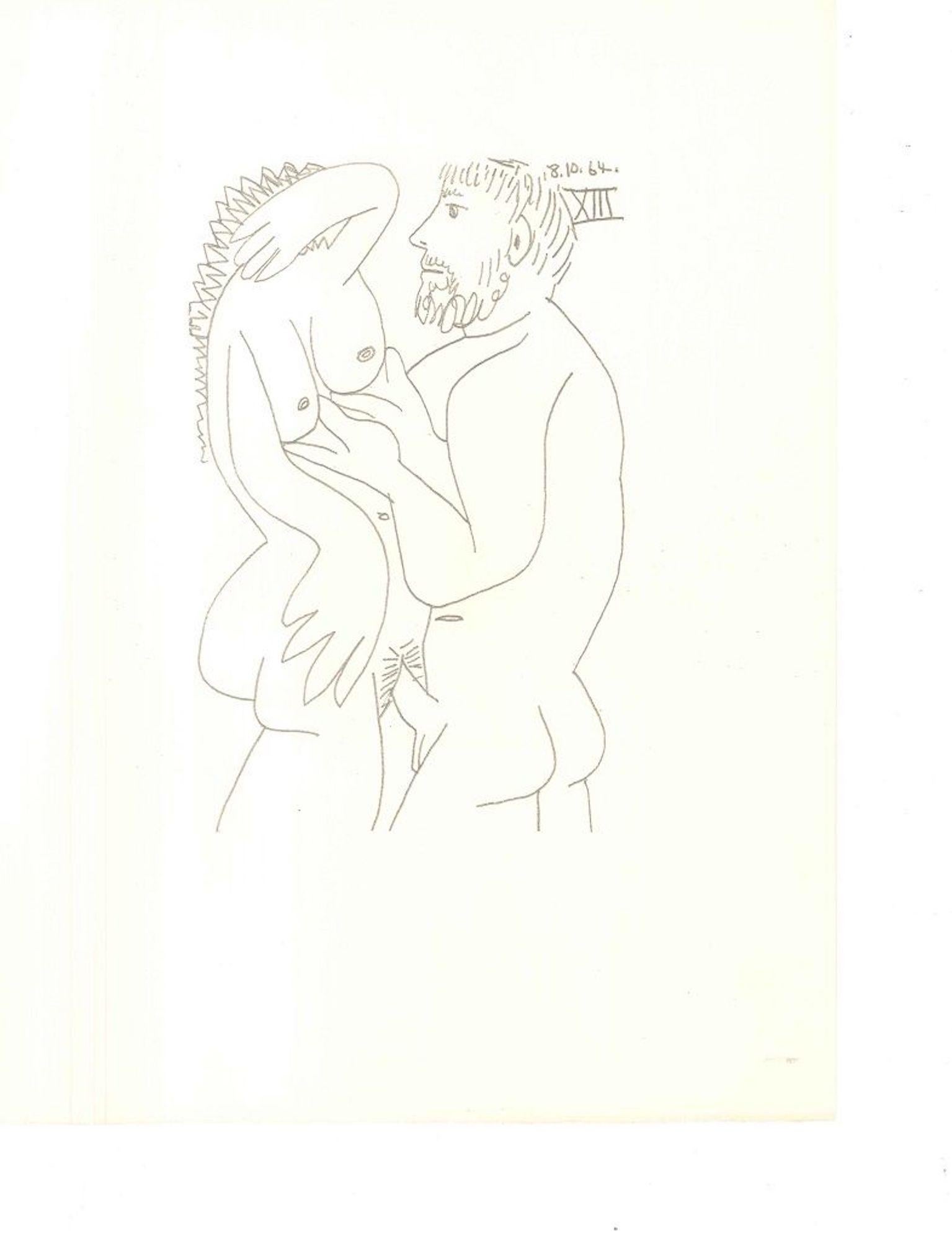 (after) Pablo Picasso Print - Le Goût du Bonheur - 18.10.64 XIII - Lithograph After P. Picasso