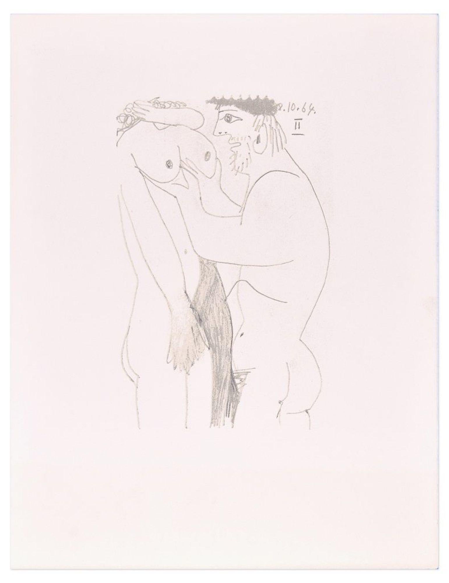 (after) Pablo Picasso Print - Le Goût du Bonheur - 8.10.64 II - Lithograph After P. Picasso