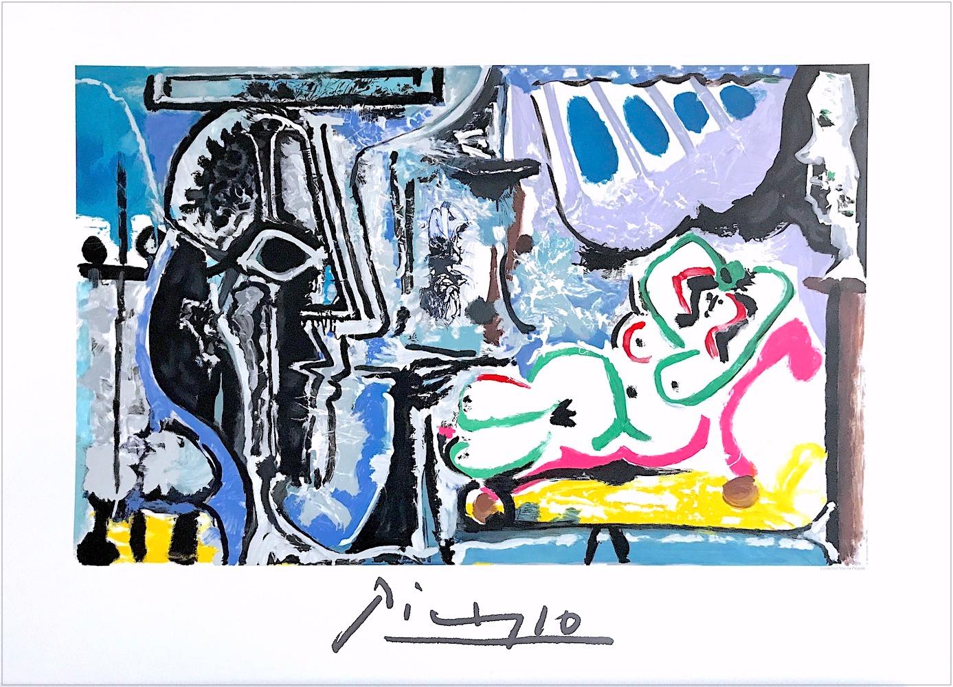 (after) Pablo Picasso Abstract Print - LE PEINTRE ET SON MODELE Lithograph, Abstract Artist w Nude Model, Mask Face