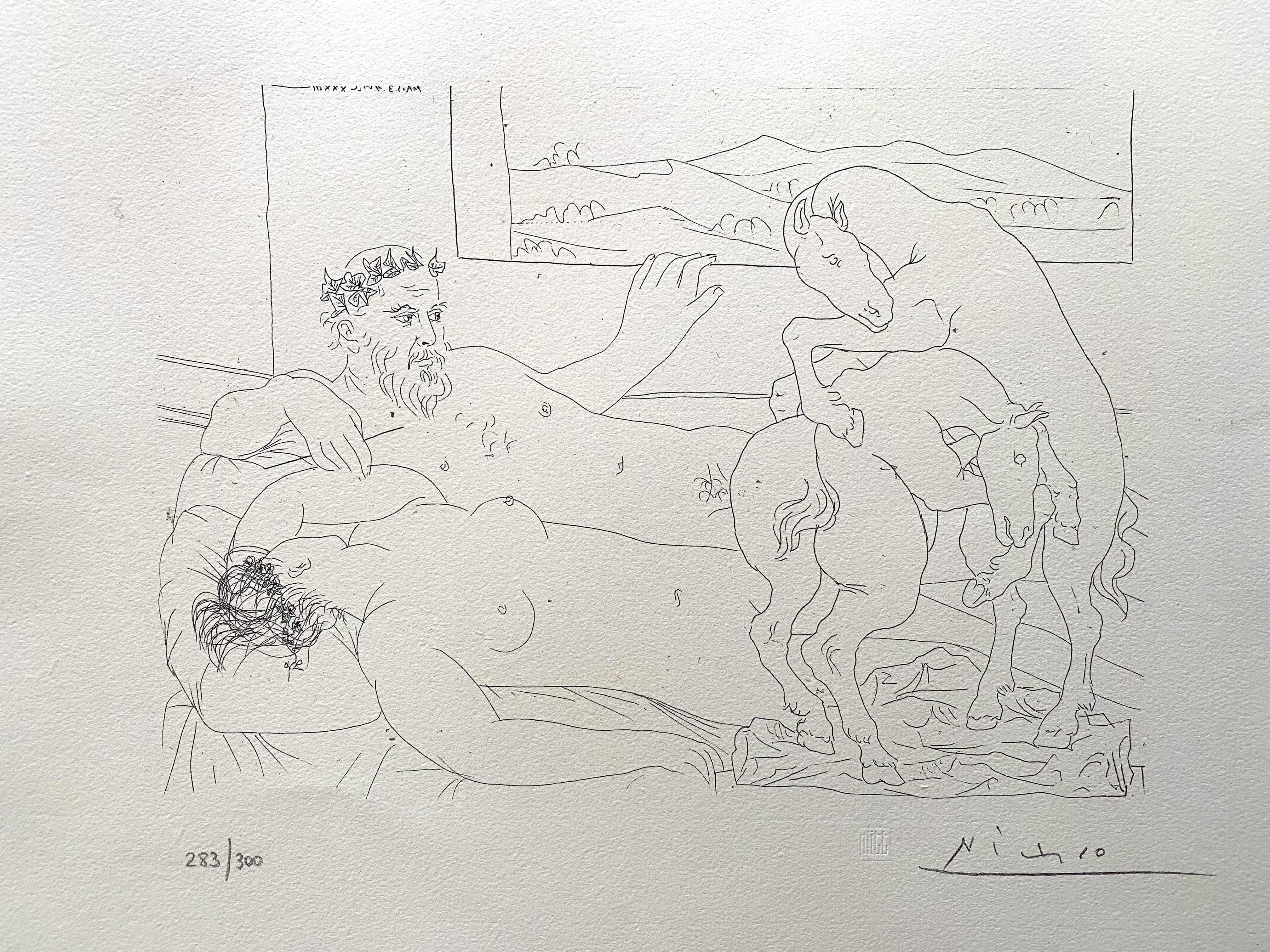 (after) Pablo Picasso Figurative Print - “Le Repos du Sculpteur, 3”