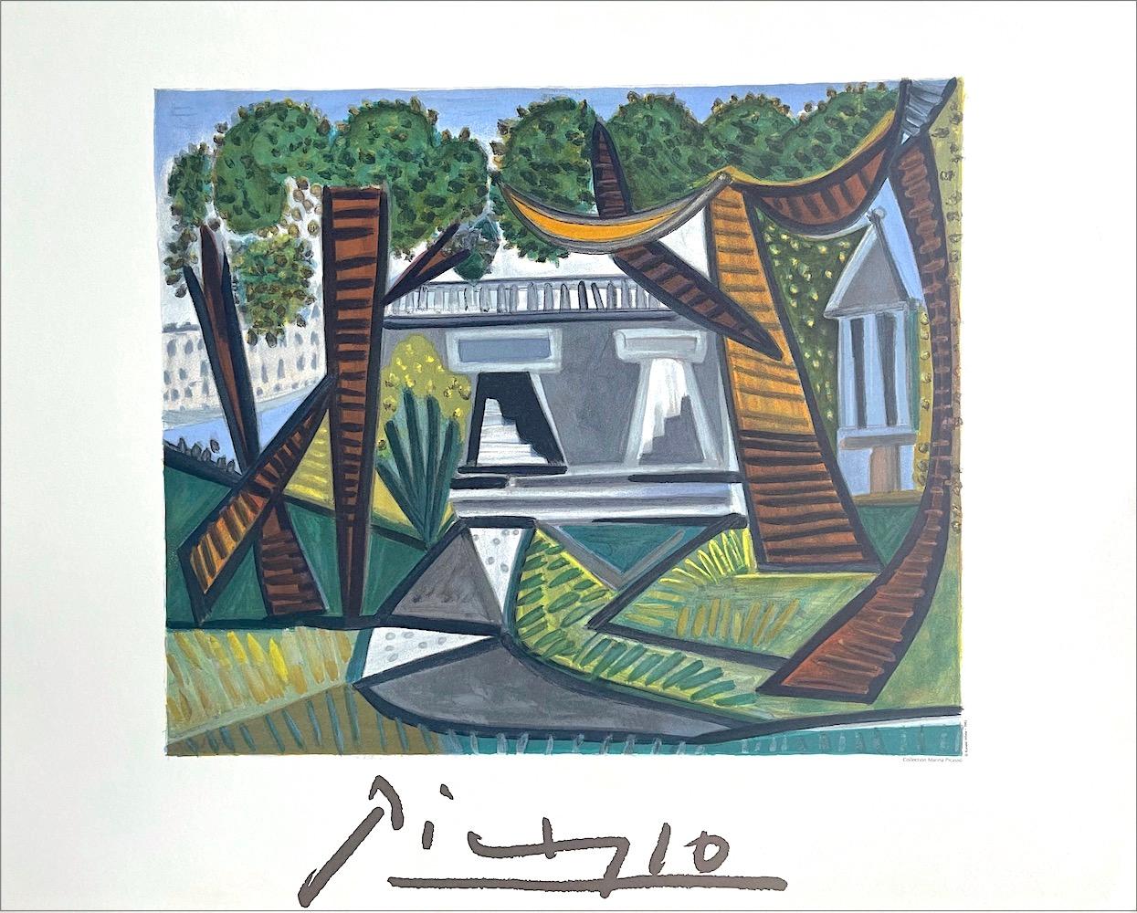 Lithographie LE VERT GALANT, paysage urbain abstrait, architecture, arbres - Print de (after) Pablo Picasso