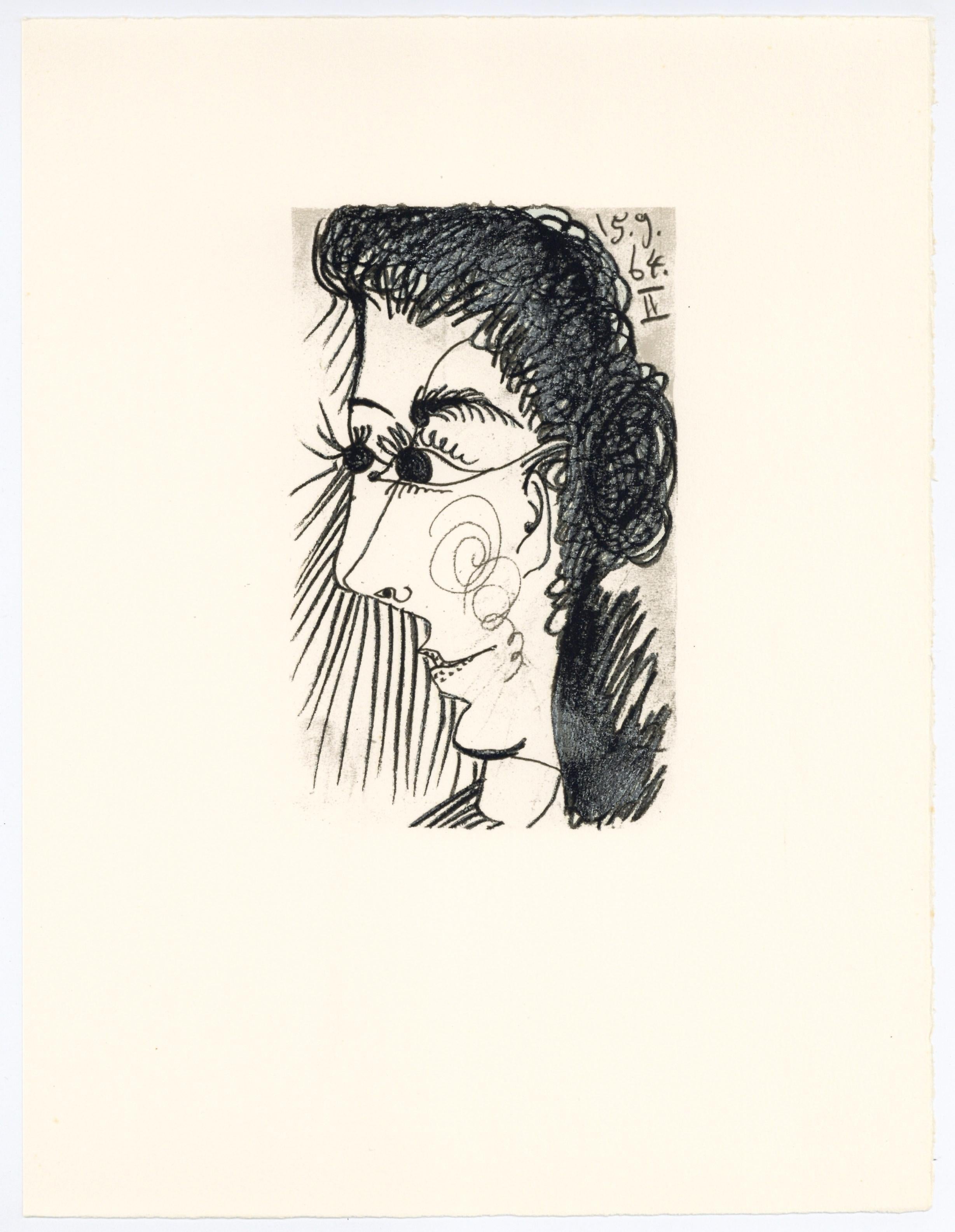 (after) Pablo Picasso Portrait Print - lithograph for "Le Gout du Bonheur"