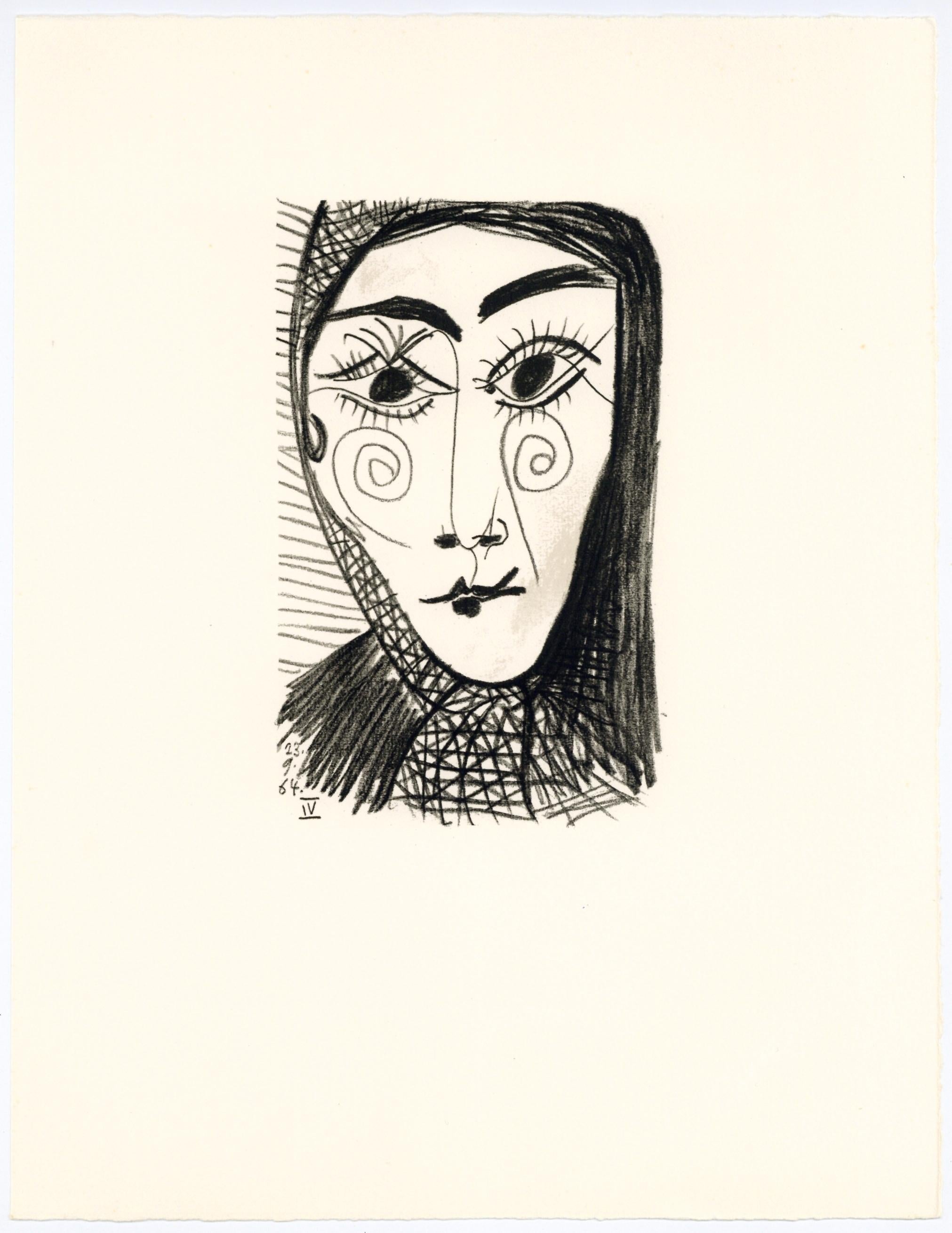 (after) Pablo Picasso Portrait Print - lithograph for "Le Gout du Bonheur"