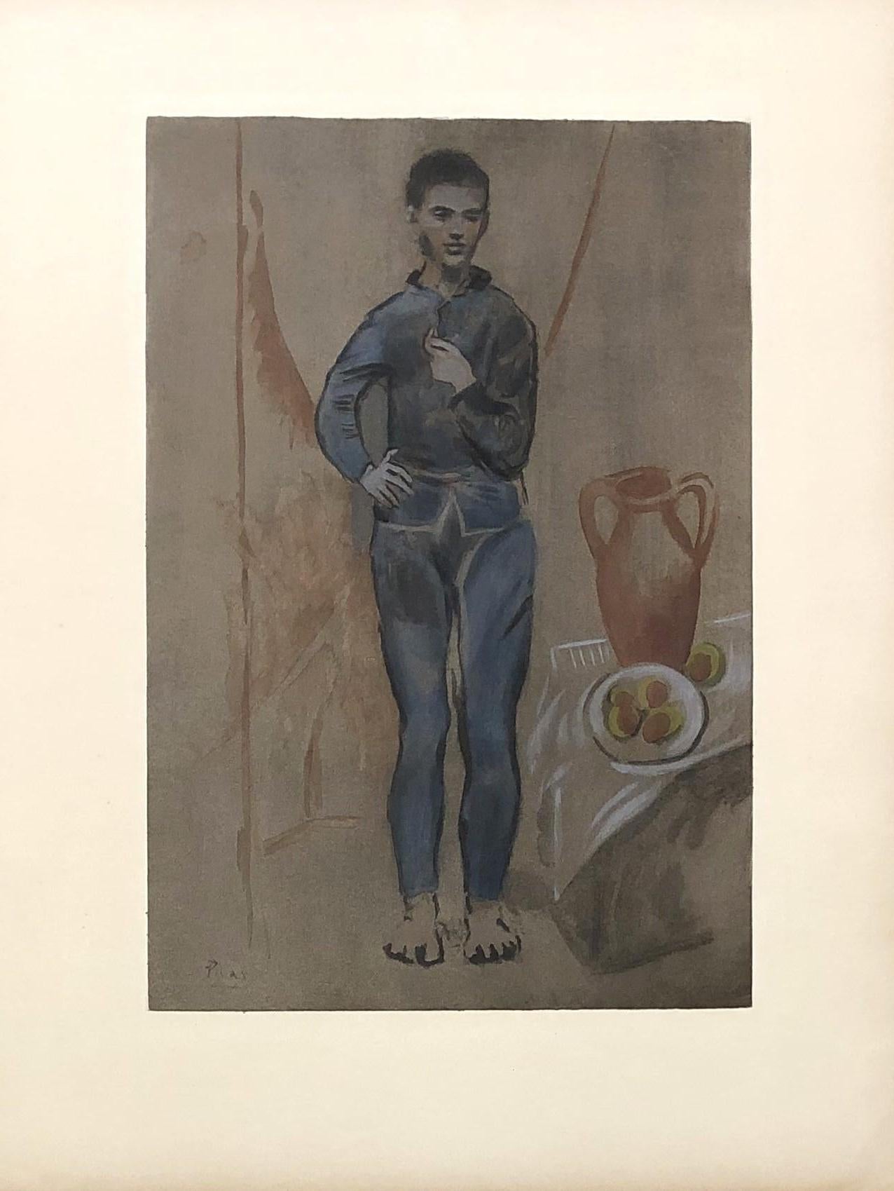 (after) Pablo Picasso Figurative Print - Young Boy in Blue Suit - Lithograph platesigned