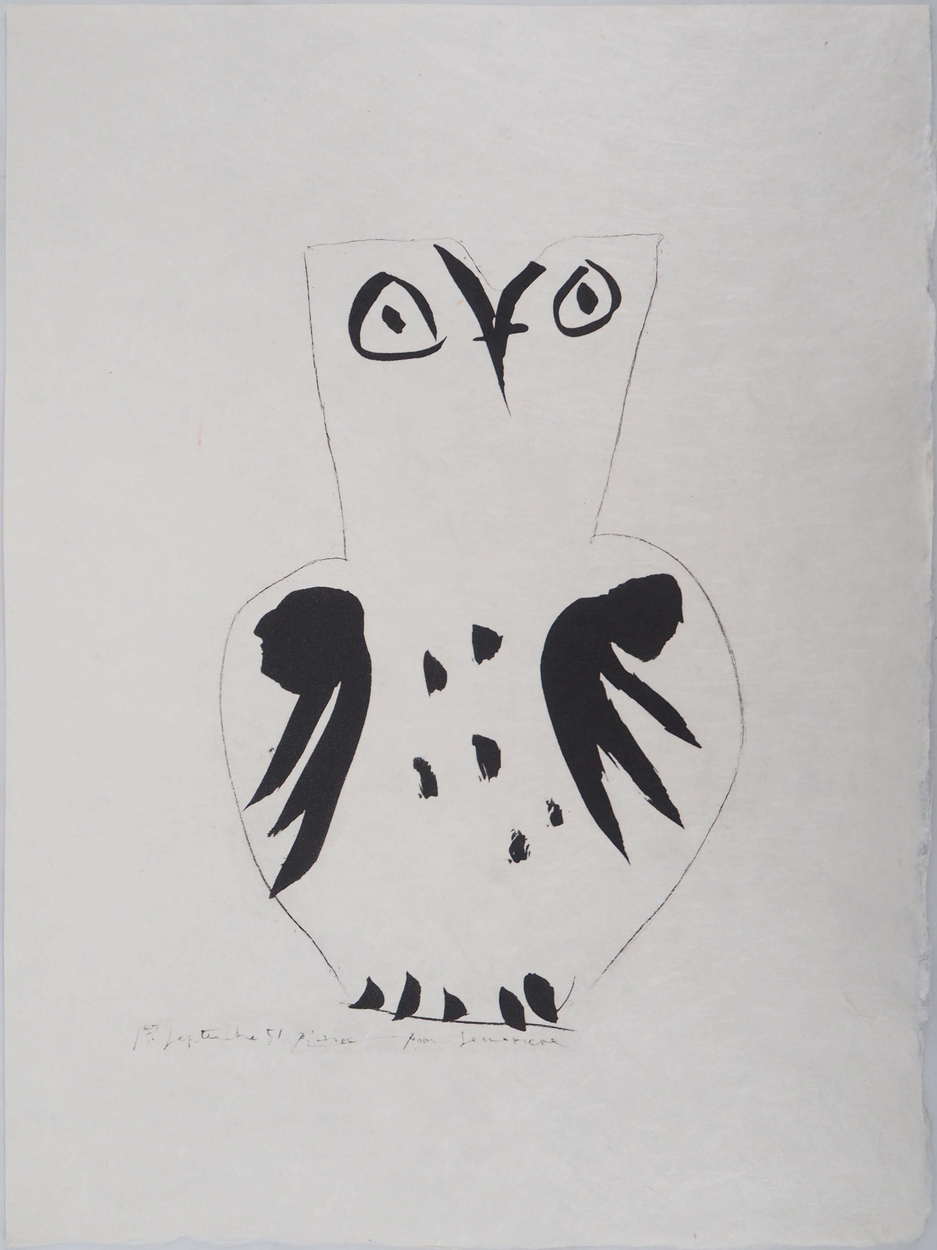 Madoura Ceramic : the Tall Owl - Lithograph Signed - Print by (after) Pablo Picasso