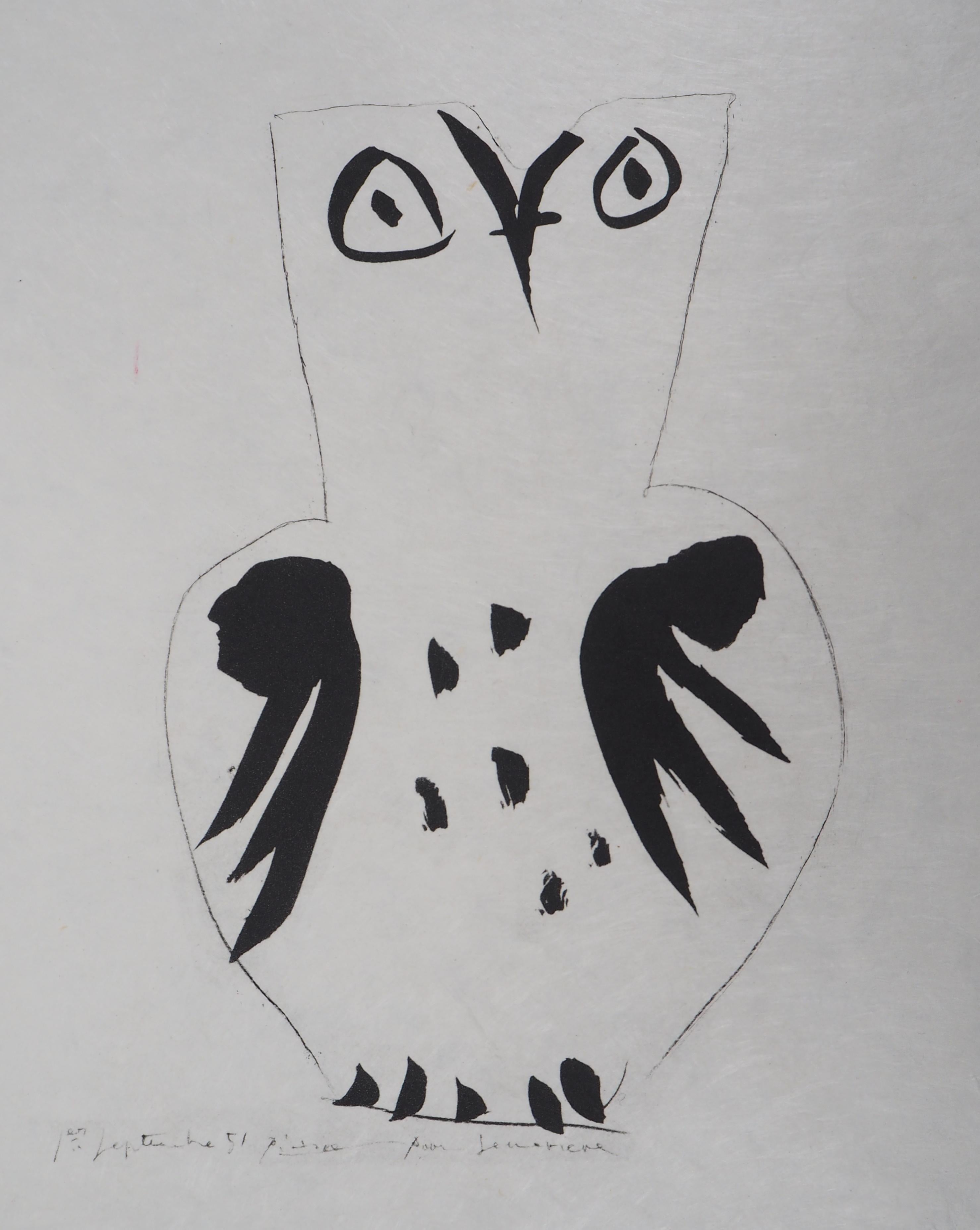(after) Pablo Picasso Animal Print - Madoura Ceramic : the Tall Owl - Lithograph Signed