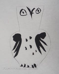 Madoura Ceramic : the Tall Owl - Lithograph Signed