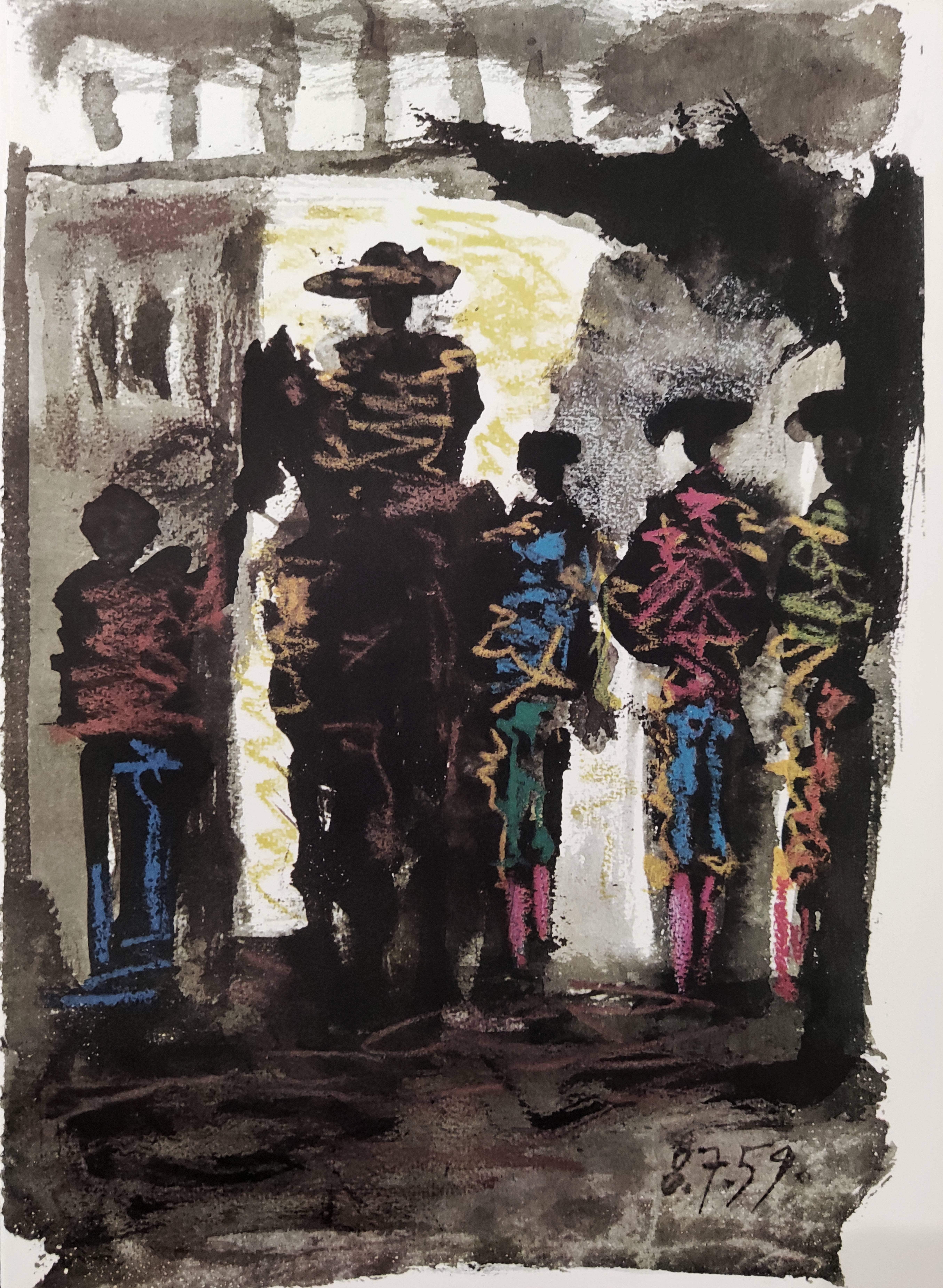 Matadores, Lithograph, Modern, 1961, Framed, Excellent - Art by (after) Pablo Picasso