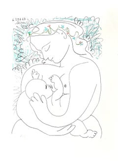 Maternity nach Pablo Picasso, Farblithographie von SPADEM 1983 