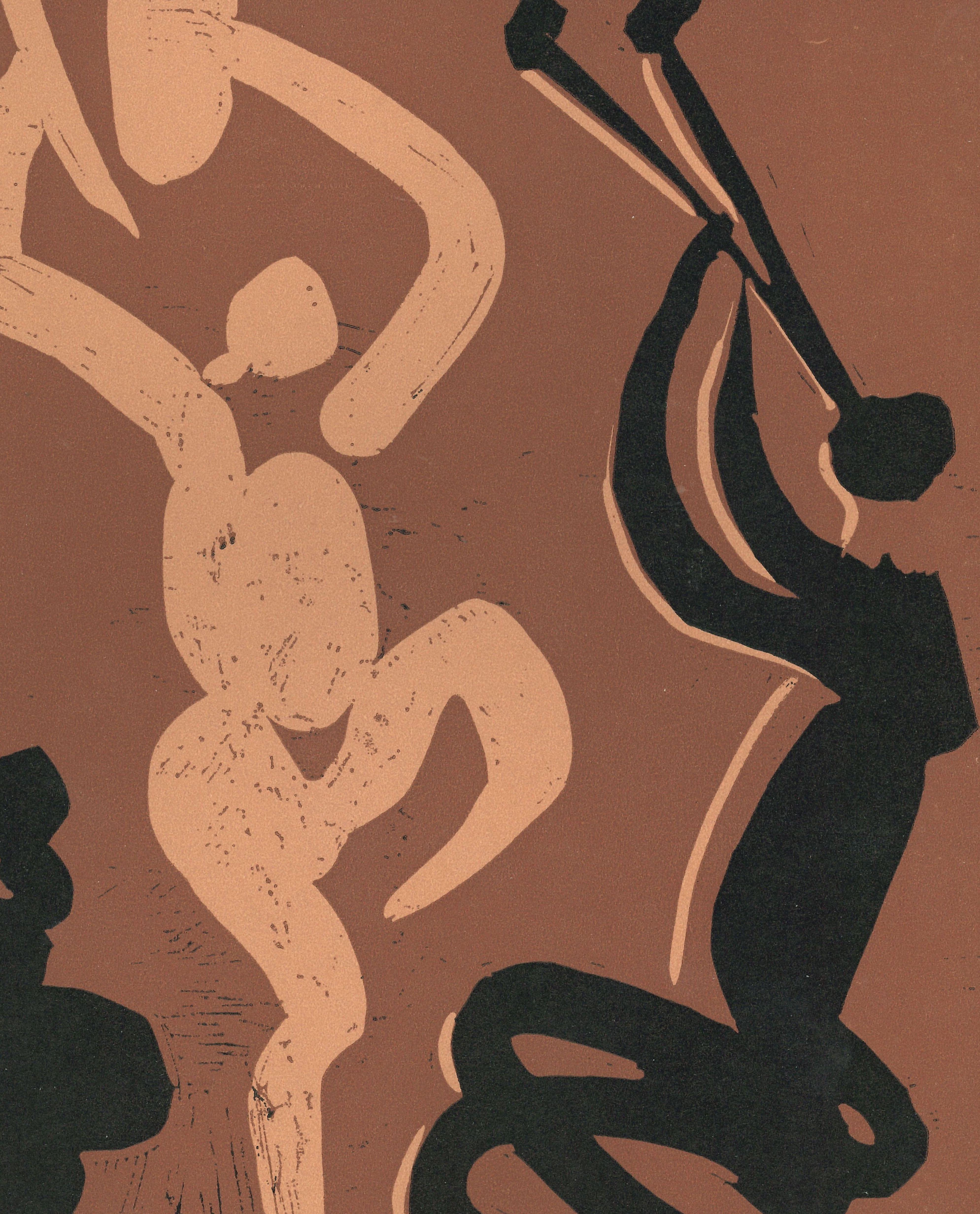Mère. Danseur et Musicien  - Original Linocut After Pablo Picasso - 1962 - Print by (after) Pablo Picasso
