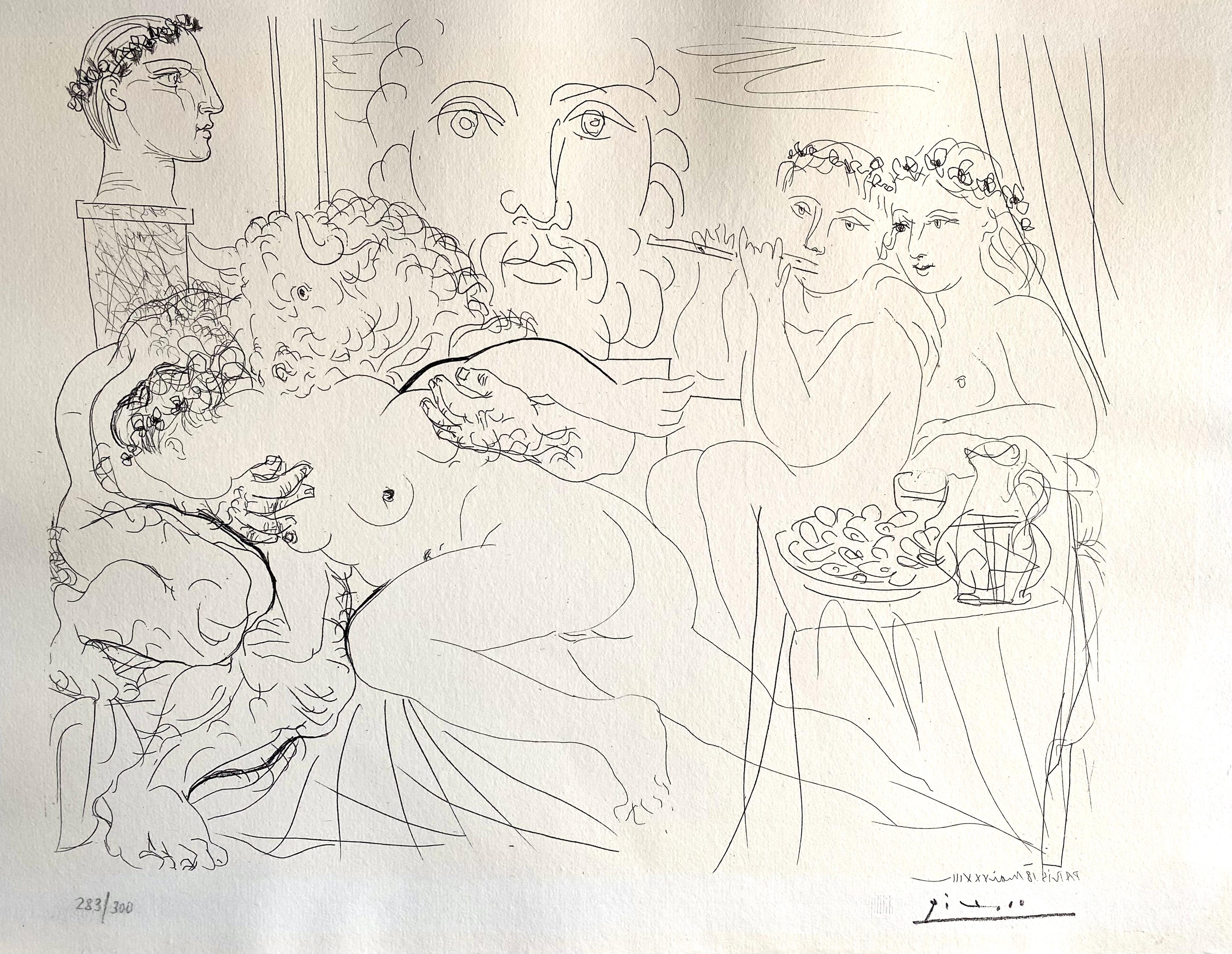 (after) Pablo Picasso Figurative Print - “Minotaure Caressant une Femme”