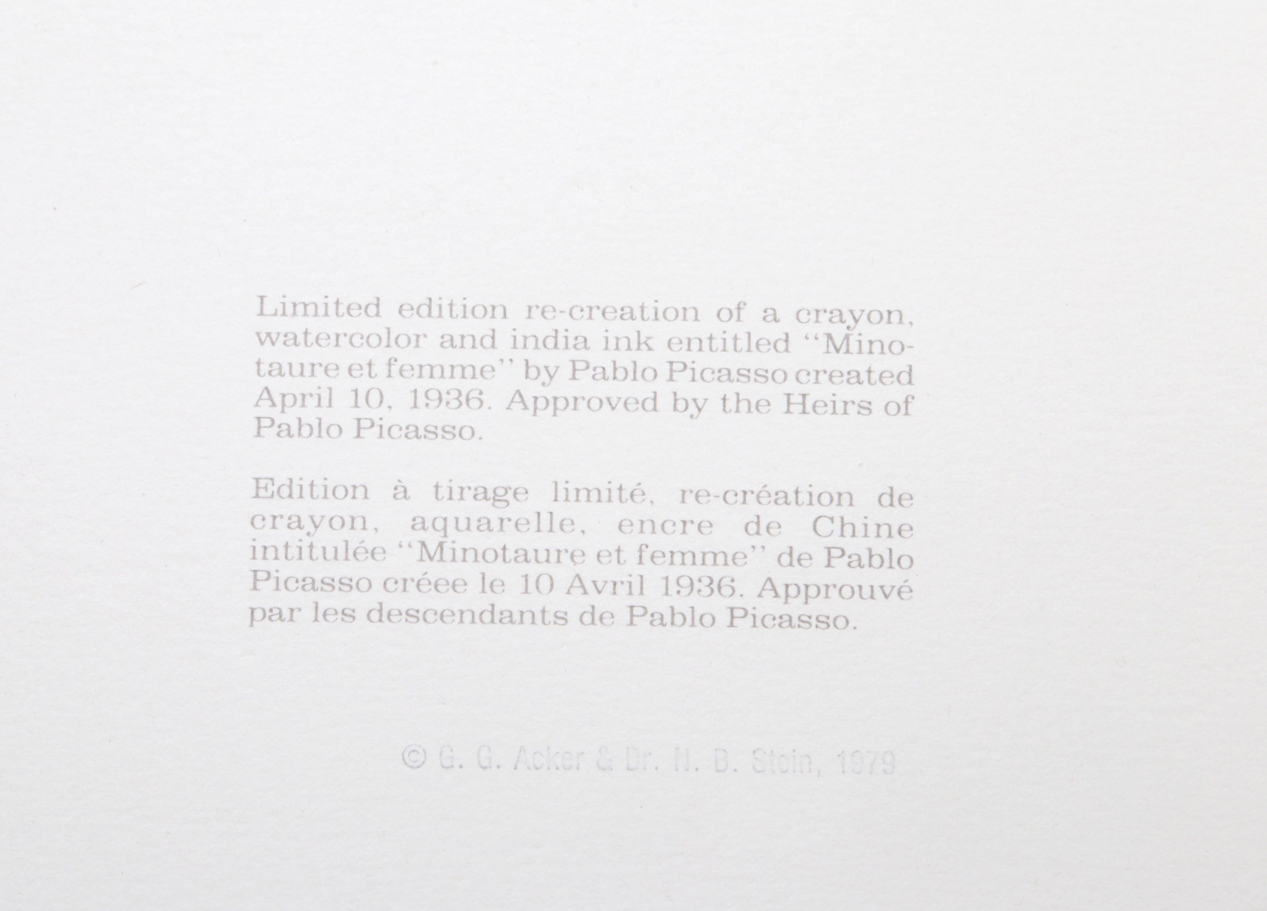 Minotaure et Femme - Cubist Print by (after) Pablo Picasso