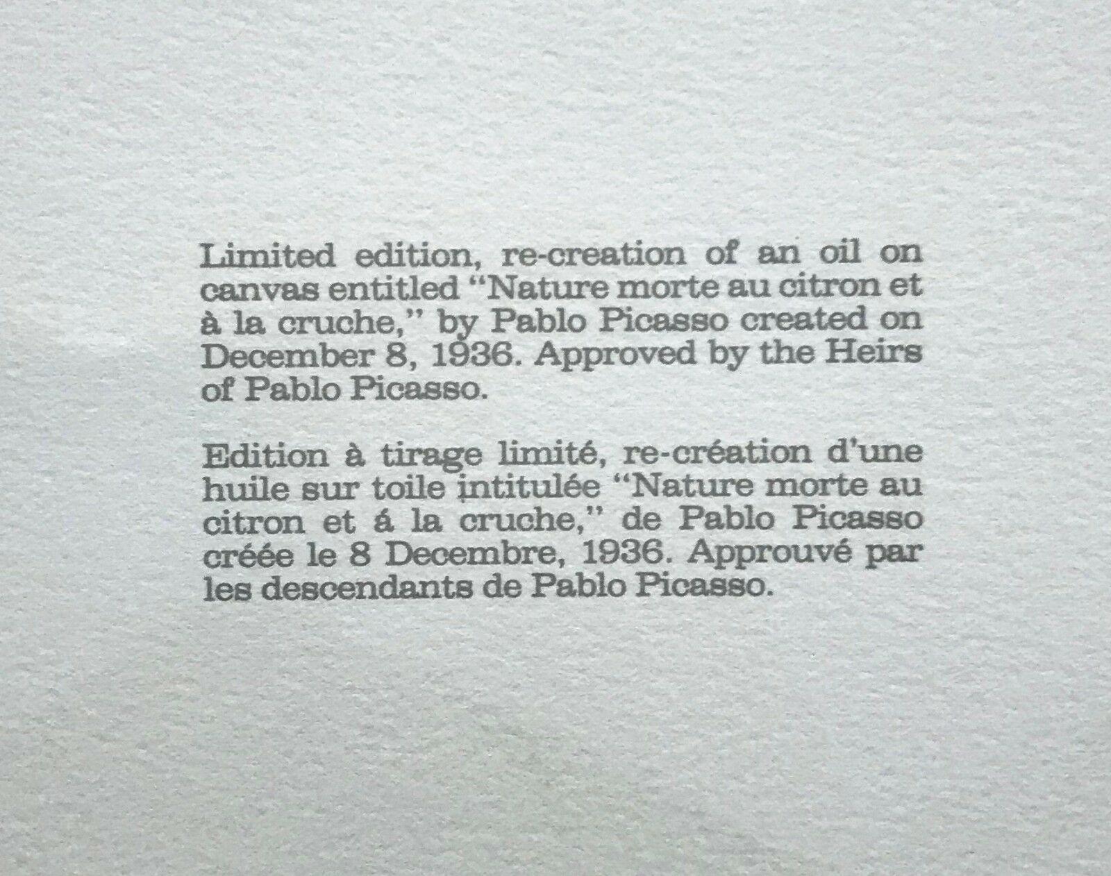 NATURE MORTE AU CITRON ET A LA CRUCHE (Kubismus), Print, von (after) Pablo Picasso