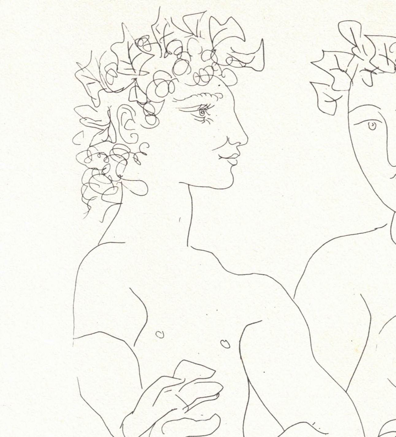 Akt- und Tambourine-Spieler (Weiß), Nude Print, von (after) Pablo Picasso
