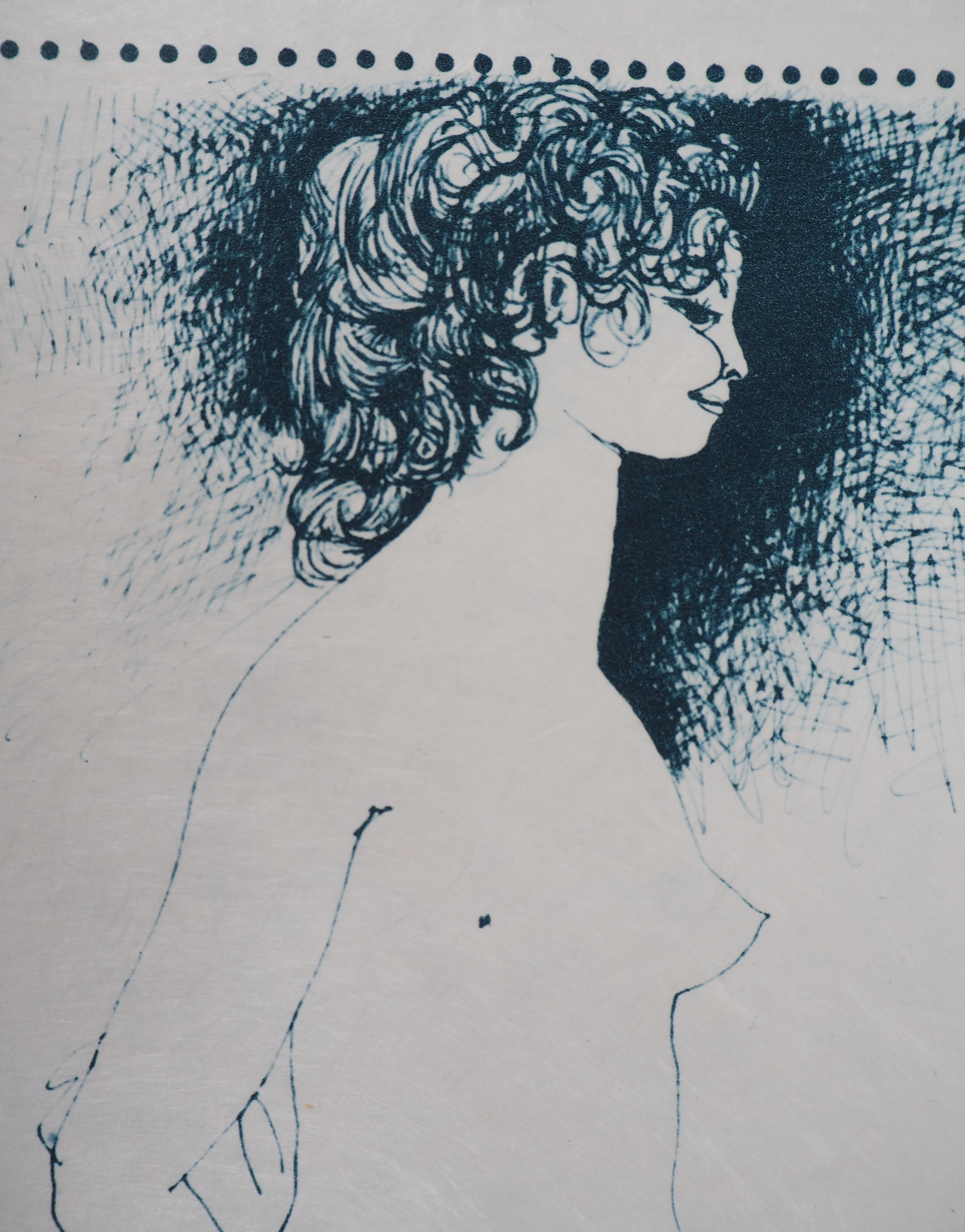Model No No en bleu - Lithographie - Gris Nude Print par (after) Pablo Picasso
