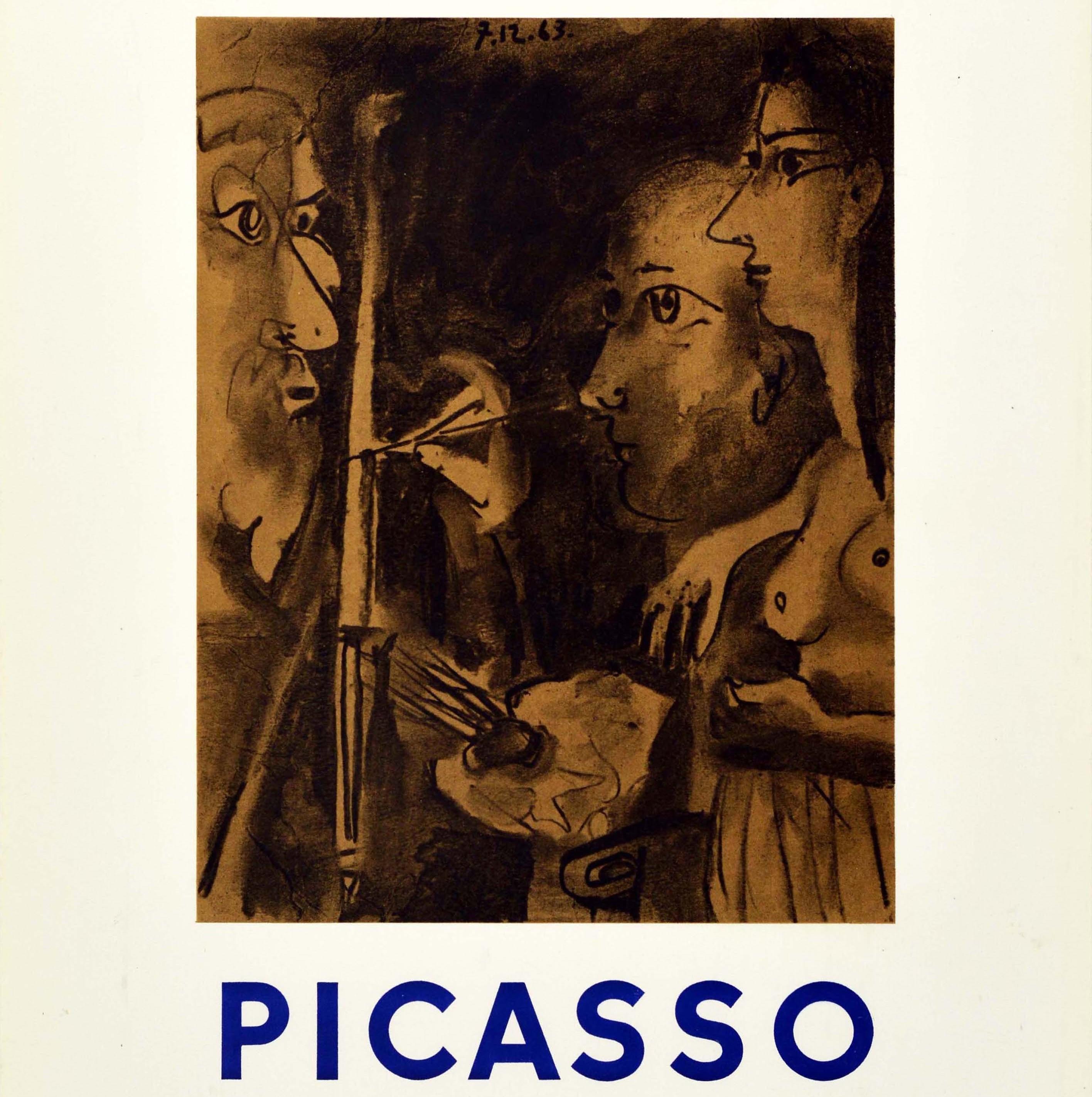 Affiche d'exposition d'art vintage de Paris Picasso Le peintre et son modèle - Blanc Print par (after) Pablo Picasso