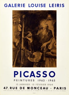 Original Vintage Paris Art Exhibition Poster Picasso The Painter And His Model