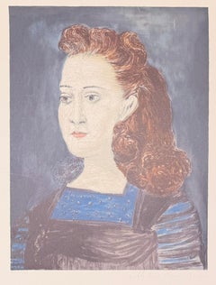 Pablo Picasso (1881 - 1973) - Femme à la Collerette Bleue - lithograph on paper