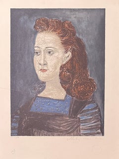 Pablo Picasso (1881 - 1973) - Femme à la Collerette Bleue - lithograph on paper