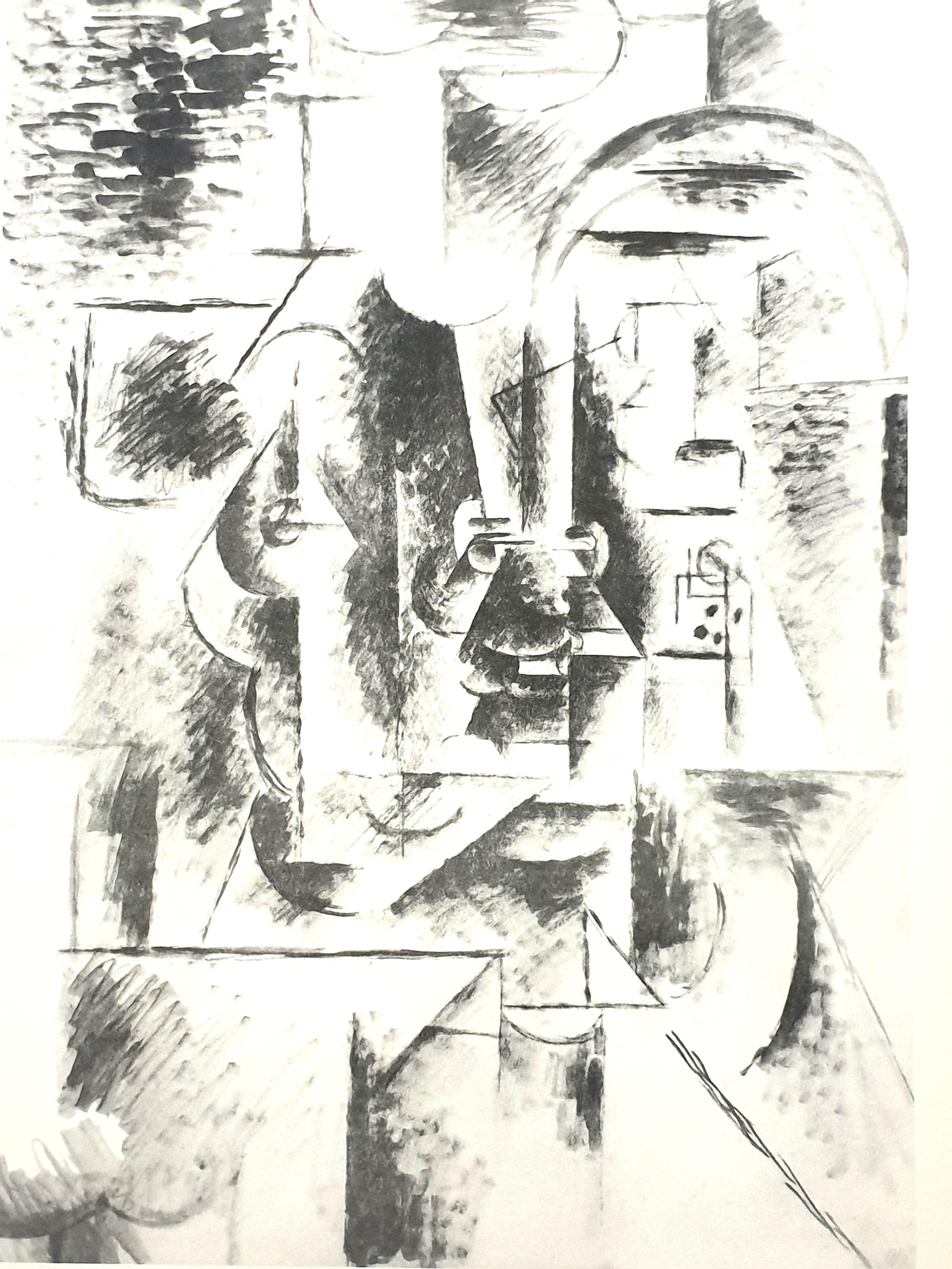 (after) Pablo Picasso Figurative Print - Pablo Picasso (after) - Man with Pipe - Lithograph