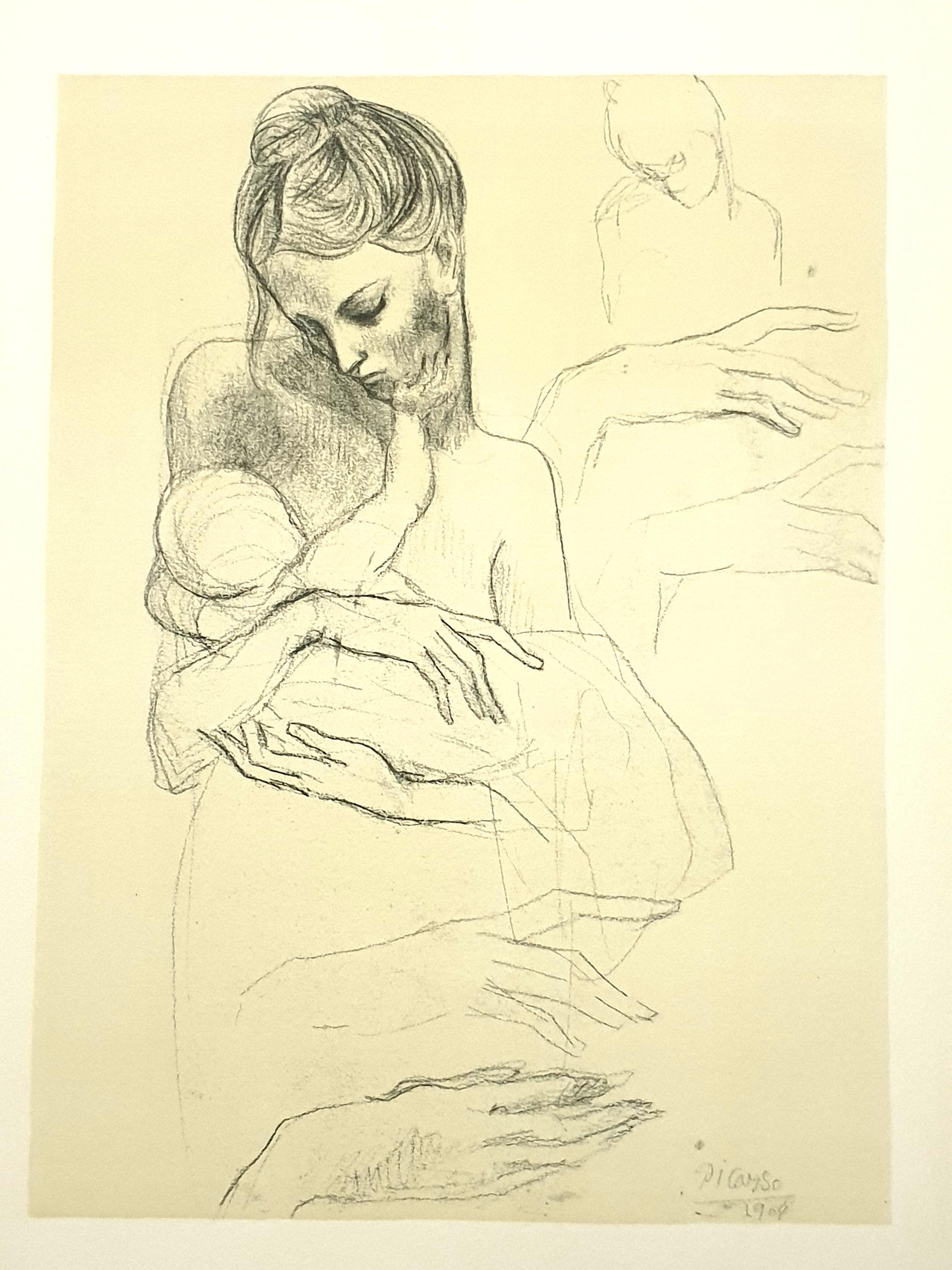 (after) Pablo Picasso Figurative Print - Pablo Picasso (after) - Mother and Child - Lithograph