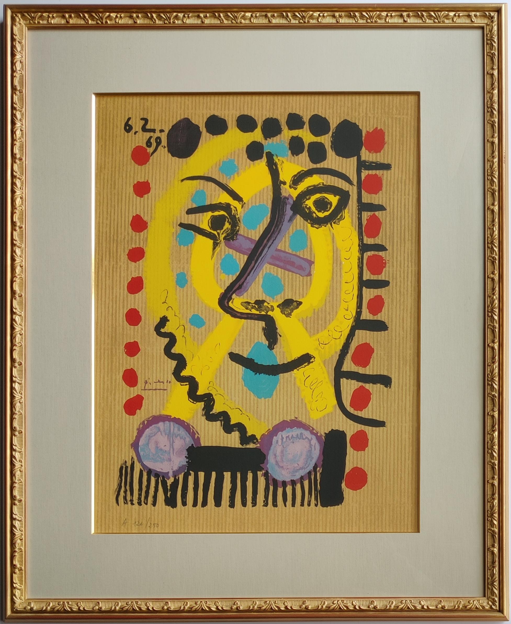 After Pablo Picasso
One plate, from Les Portraits Imaginaires, 1969
Lithograph in colors on Arches paper, with printed signature as issued
Numbered A126 / 250 from the America edition 
Printed by Marcel Salinas
Published by Éditions Cercle
