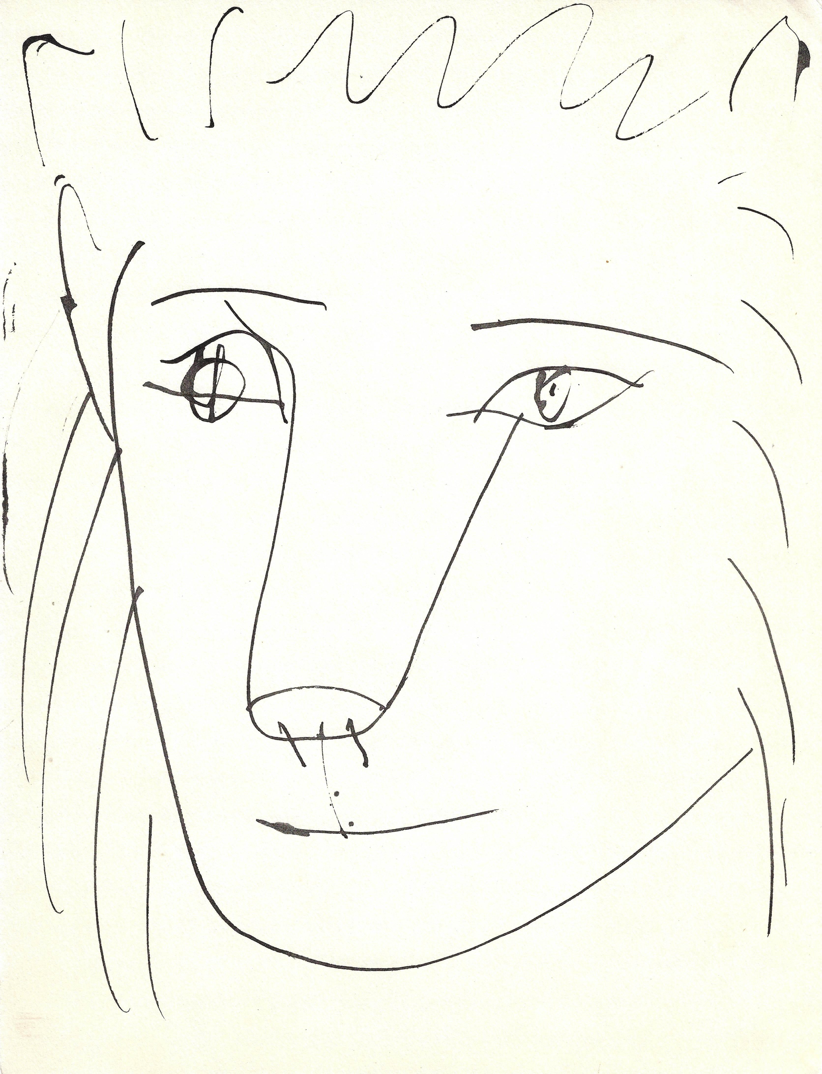 (after) Pablo Picasso Print - Pablo Picasso (after) - "Tête de Lion" 1957 Offset Lithograph