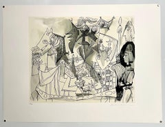 Pablo Picasso Estate Hand Signed Cubist Abstract Lithograph Knight, Armor, Horse