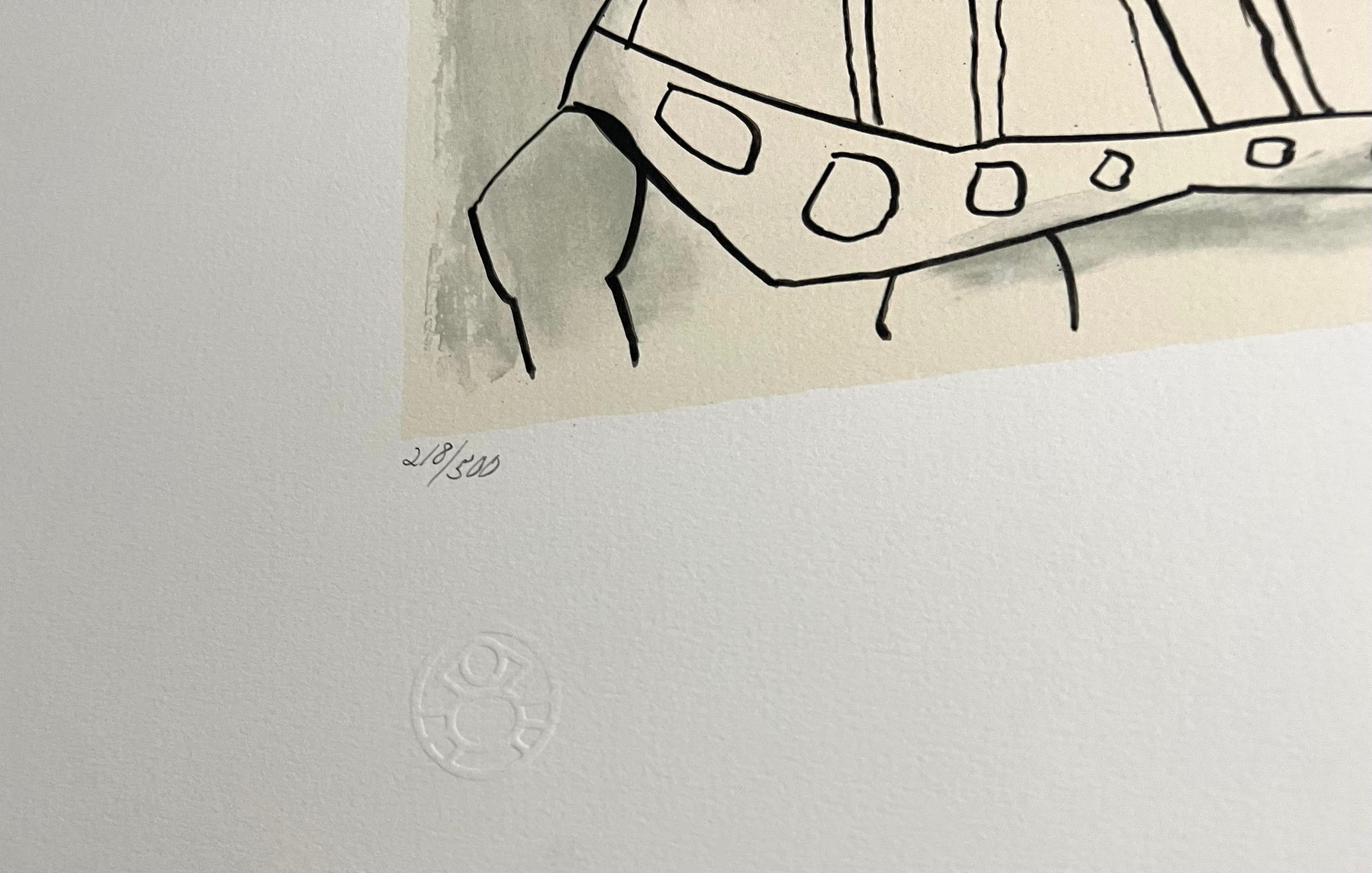 Nachlass Pablo Picasso, handsignierte kubistische abstrakte Lithographie Ritter, Rüstung, Pferd im Angebot 1