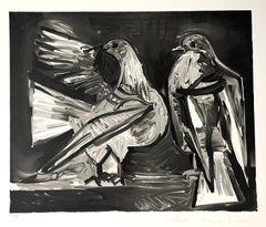 Pablo Picasso Estate Hand Signed Cubist Abstract Lithograph Two Pigeons or Doves