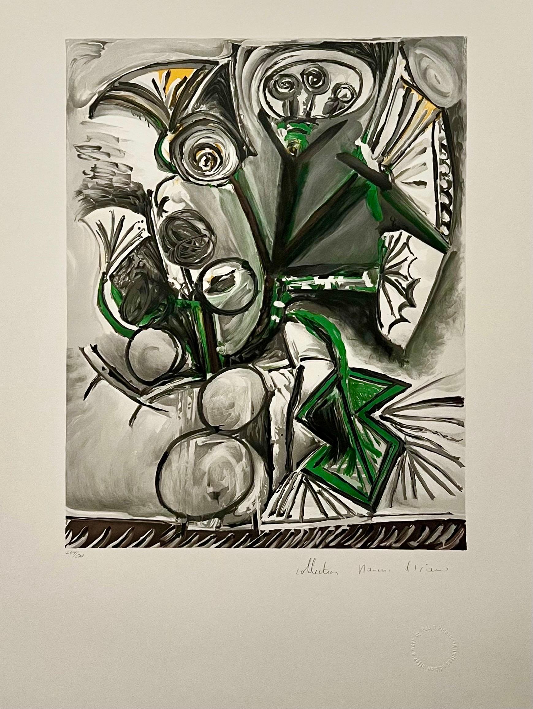 Lithographie cubiste signée à la main - Bouquet de fleurs abstraites - Pablo Picasso - Moderne Print par (after) Pablo Picasso