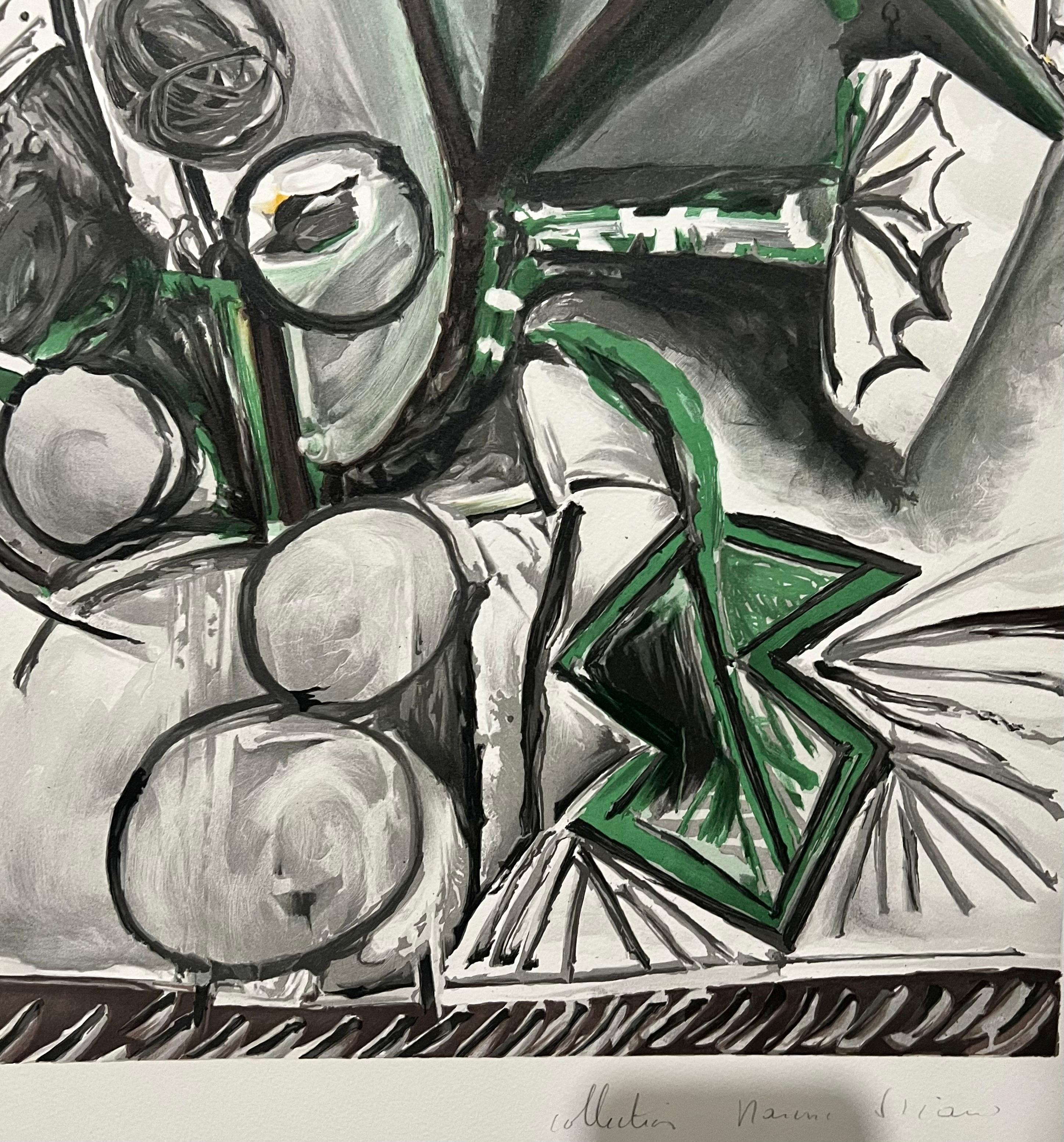 Lithographie cubiste signée à la main - Bouquet de fleurs abstraites - Pablo Picasso en vente 3