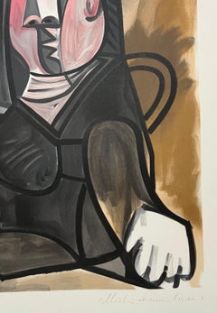 Pablo Picasso Estate Hand Signed Cubist Lithograph Abstract Woman Portrait Tete
