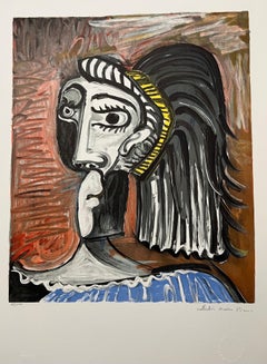 Lithographie cubiste signée à la main de Pablo Picasso - Portrait de femme abstraite Tete