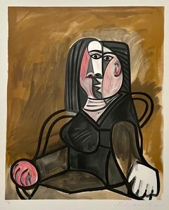 Lithographie cubiste signée à la main de Pablo Picasso - Portrait de femme abstraite Tete