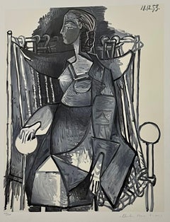 Lithographie cubiste signée à la main de Pablo Picasso - Portrait de femme abstraite Tete