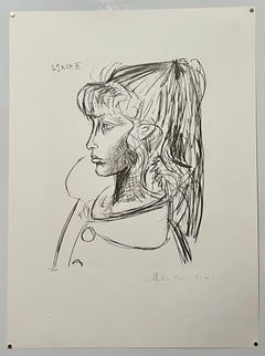 Pablo Picasso Estate Hand Signed Cubist Lithograph Profile Young Woman Portrait
