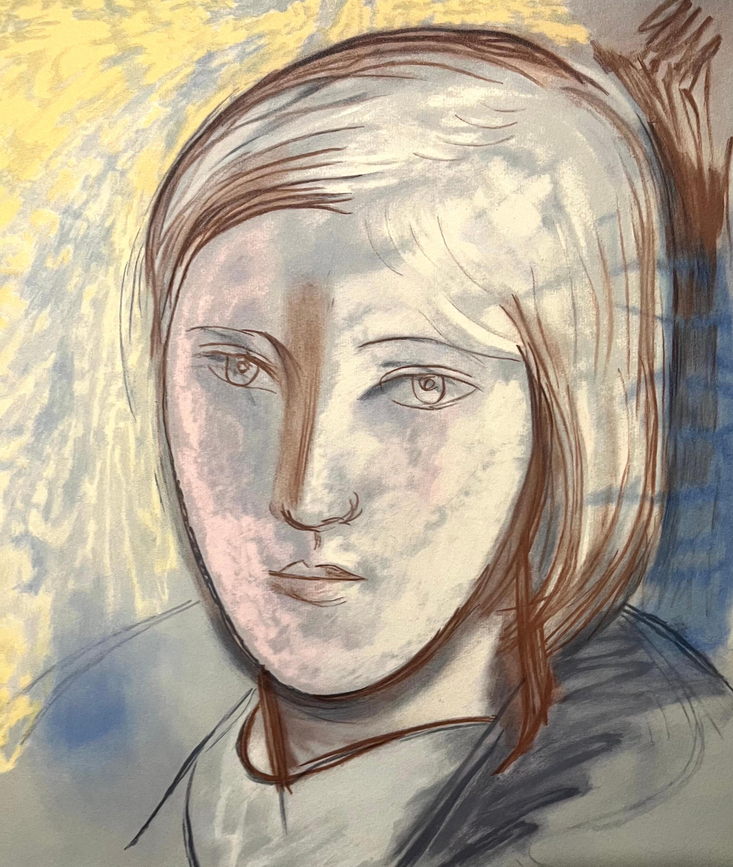 Pablo Picasso Estate Lithographie fauve signée de la main Portrait de femme Marie Therese - Print de (after) Pablo Picasso