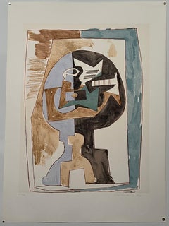 Lithographie cubiste française signée à la main « Guéridon et Guitare » par Pablo Picasso