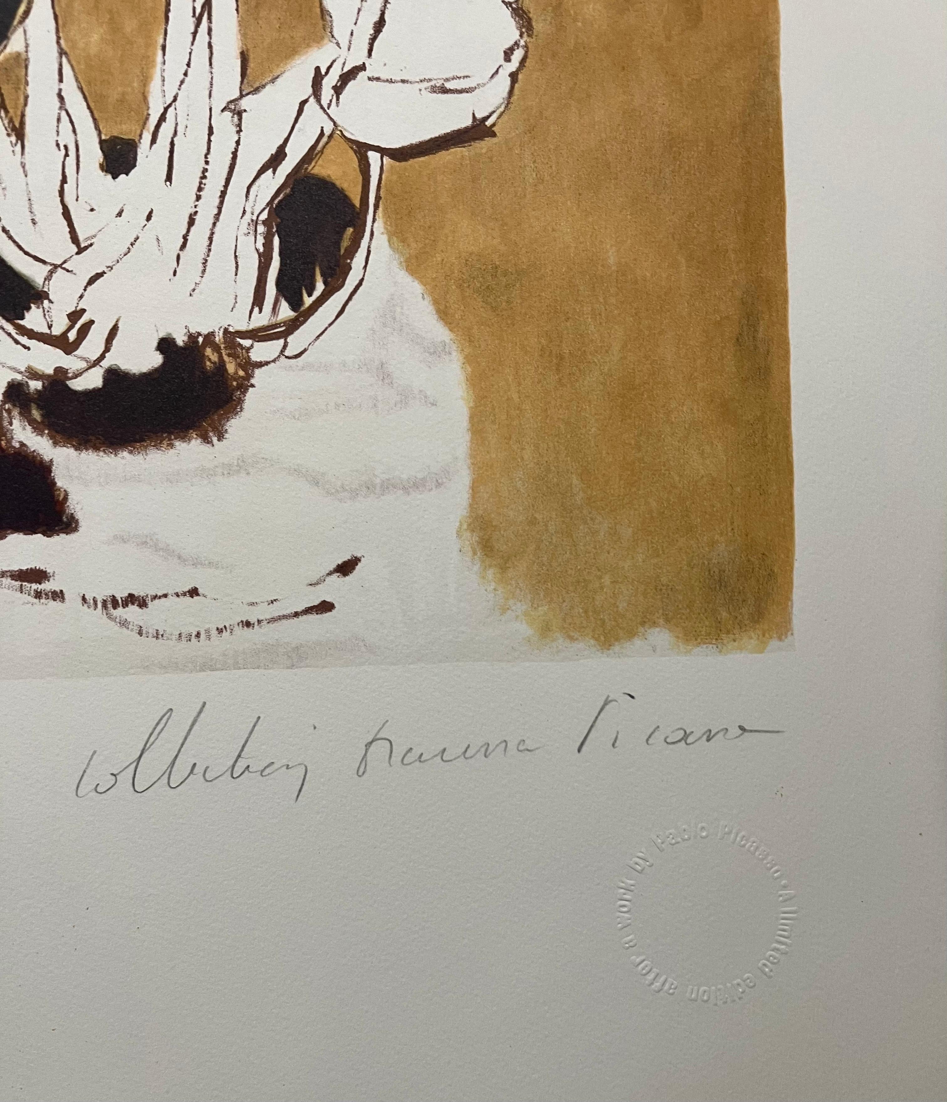 Pablo Picasso Estate Hand Signed French Fauvist Lithograph Les Cyclamens Flowers - Print by (after) Pablo Picasso