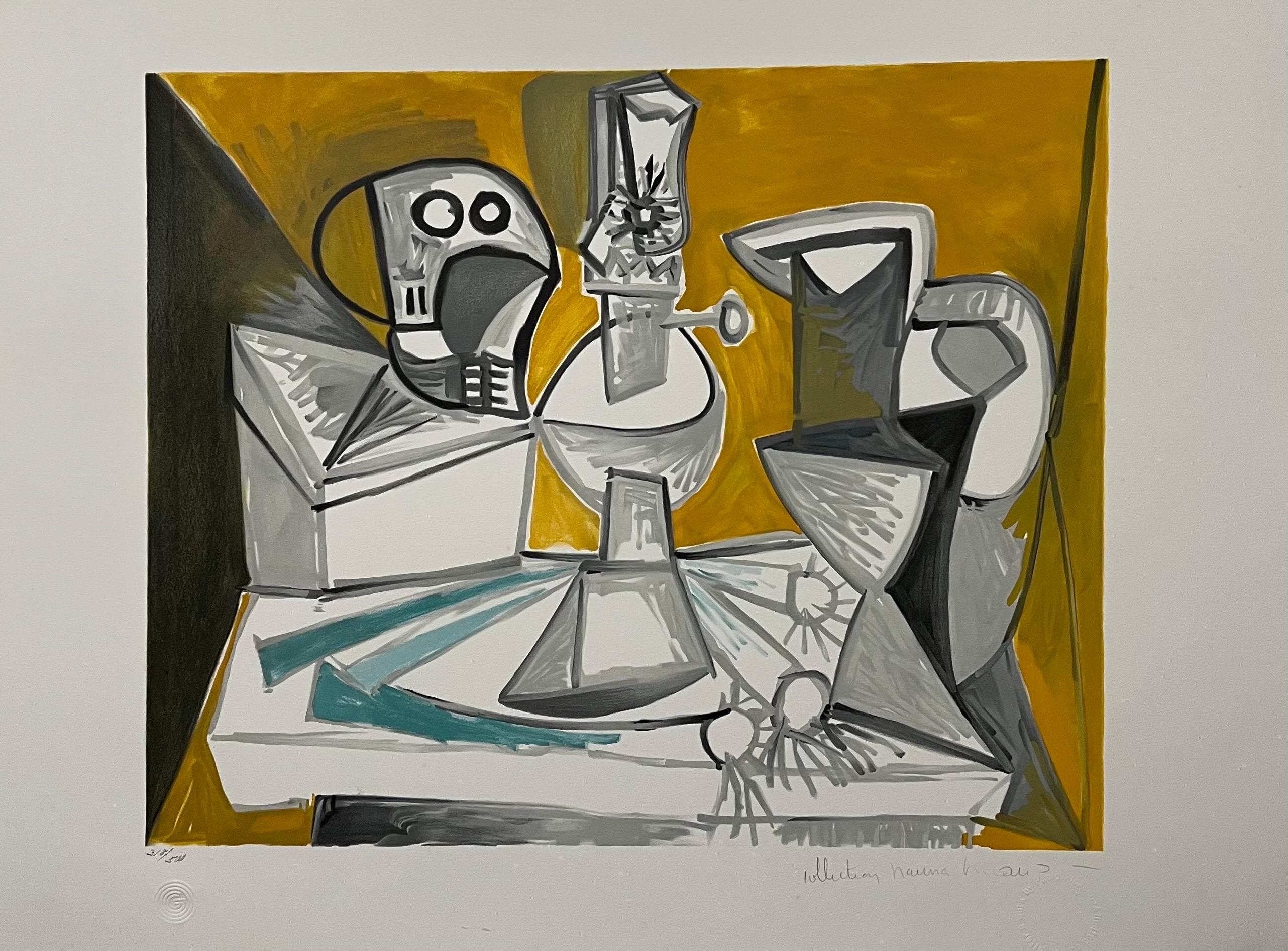 Composition cubiste abstraite signée à la main par Pablo Picasso, propriété 